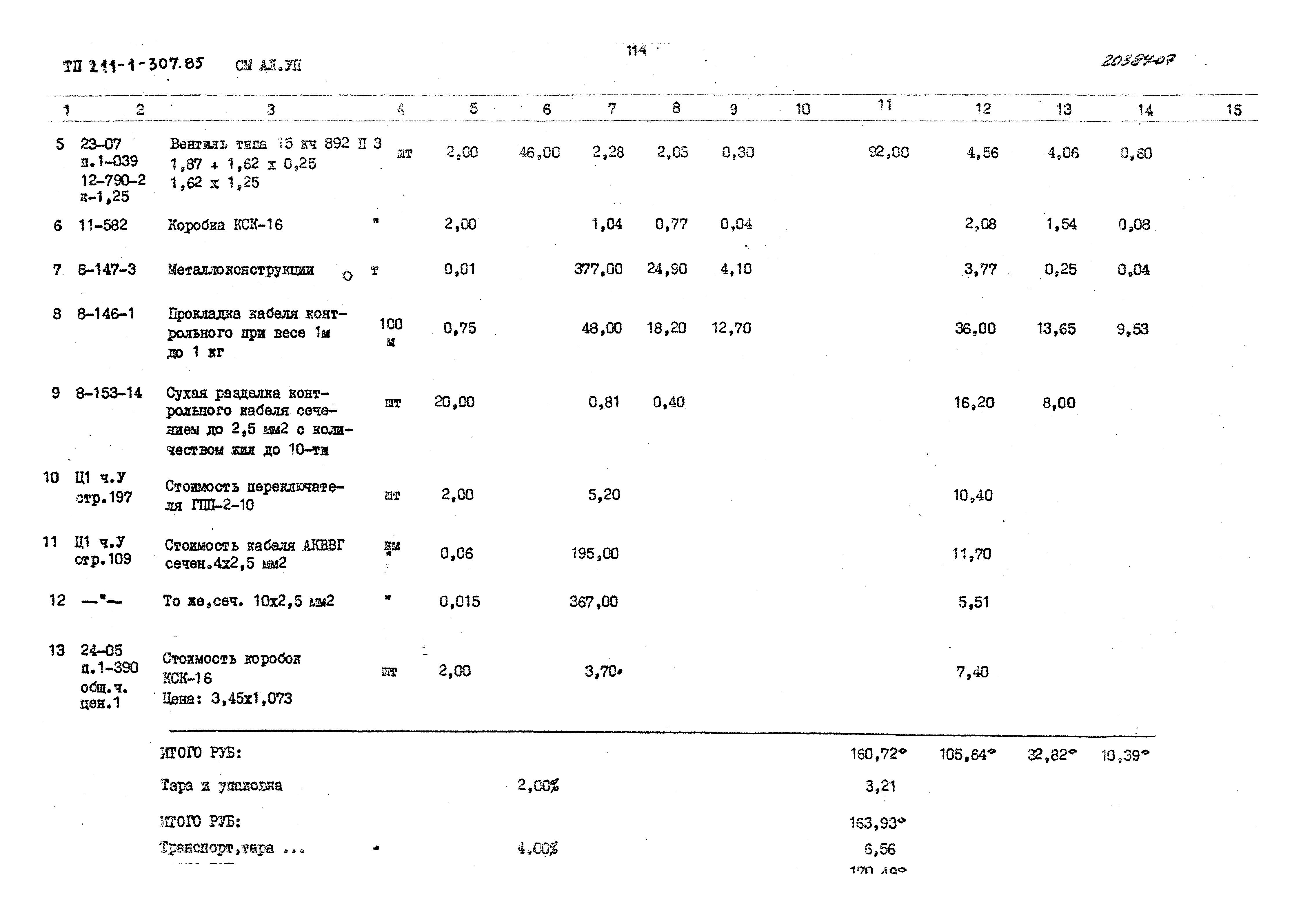 Типовой проект 211-1-307.85