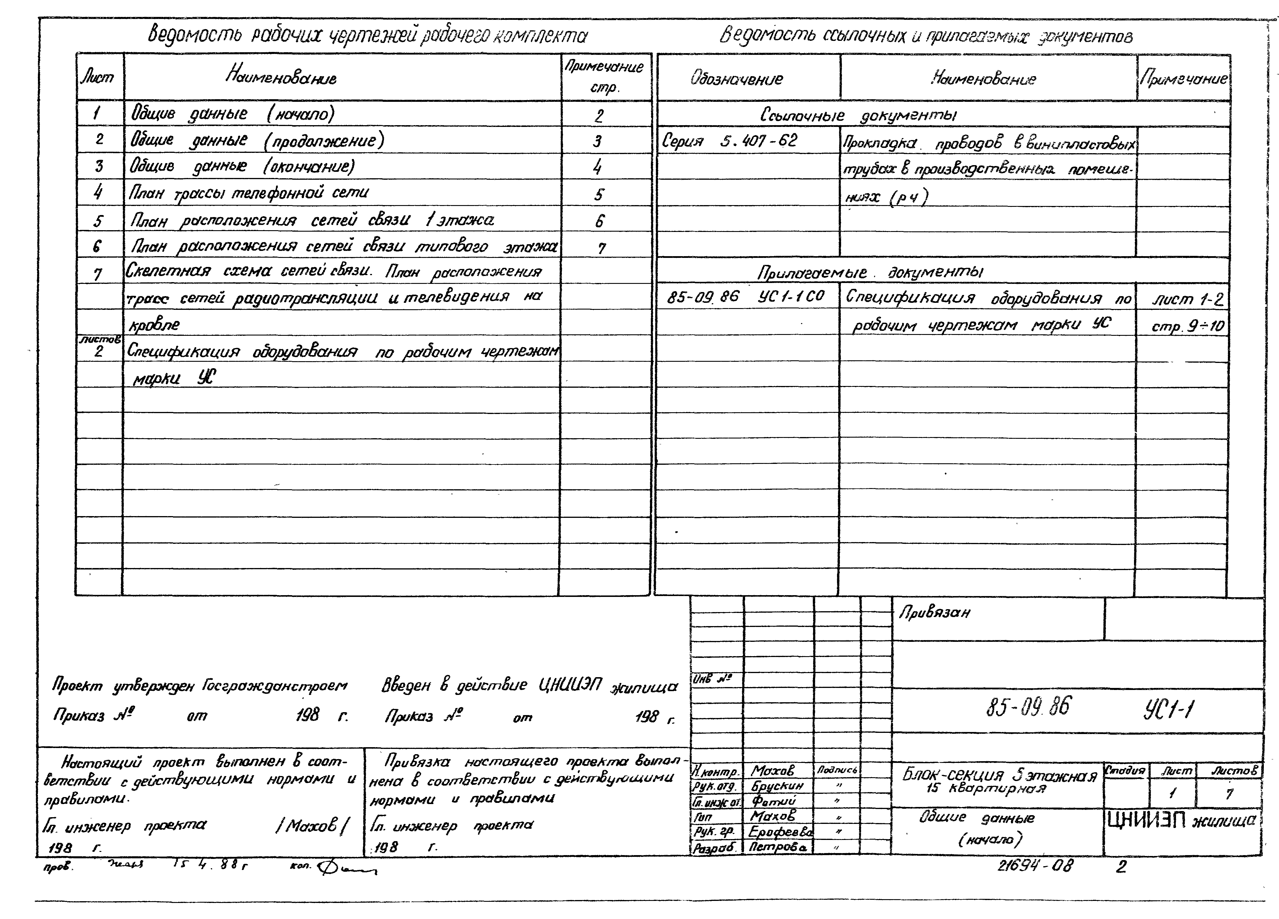 Типовой проект 85-09.86