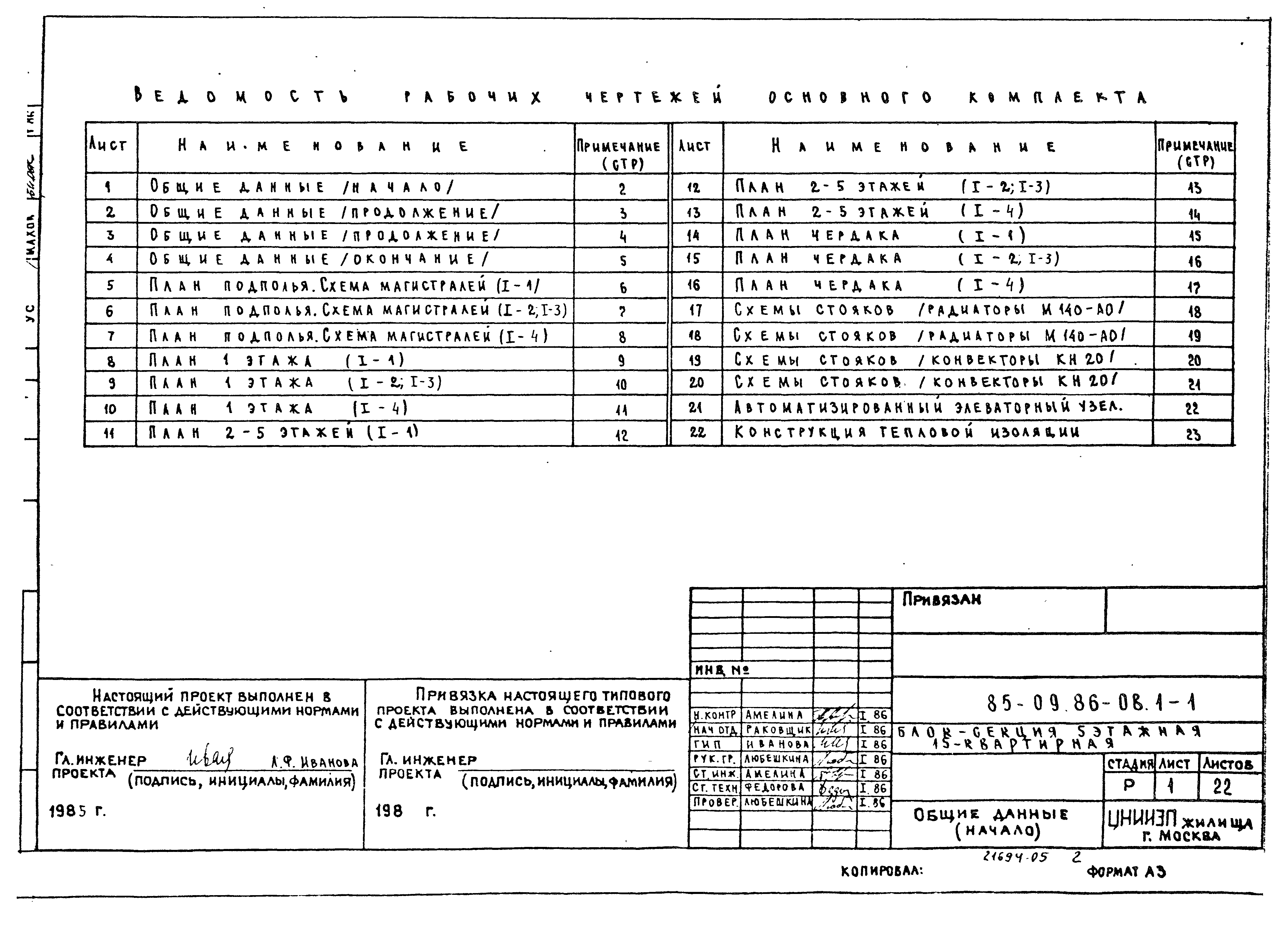 Типовой проект 85-09.86