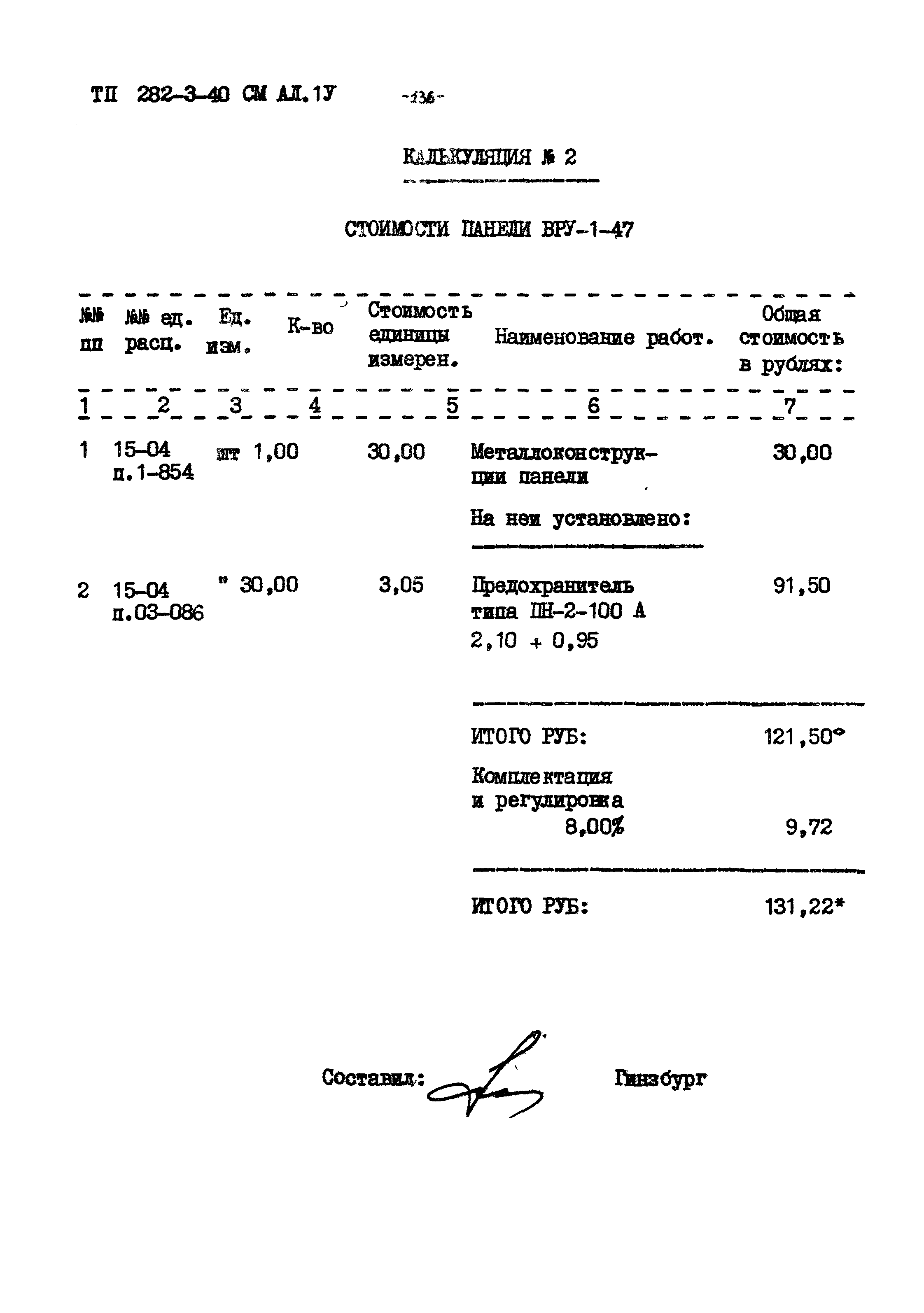 Типовой проект 282-3-40