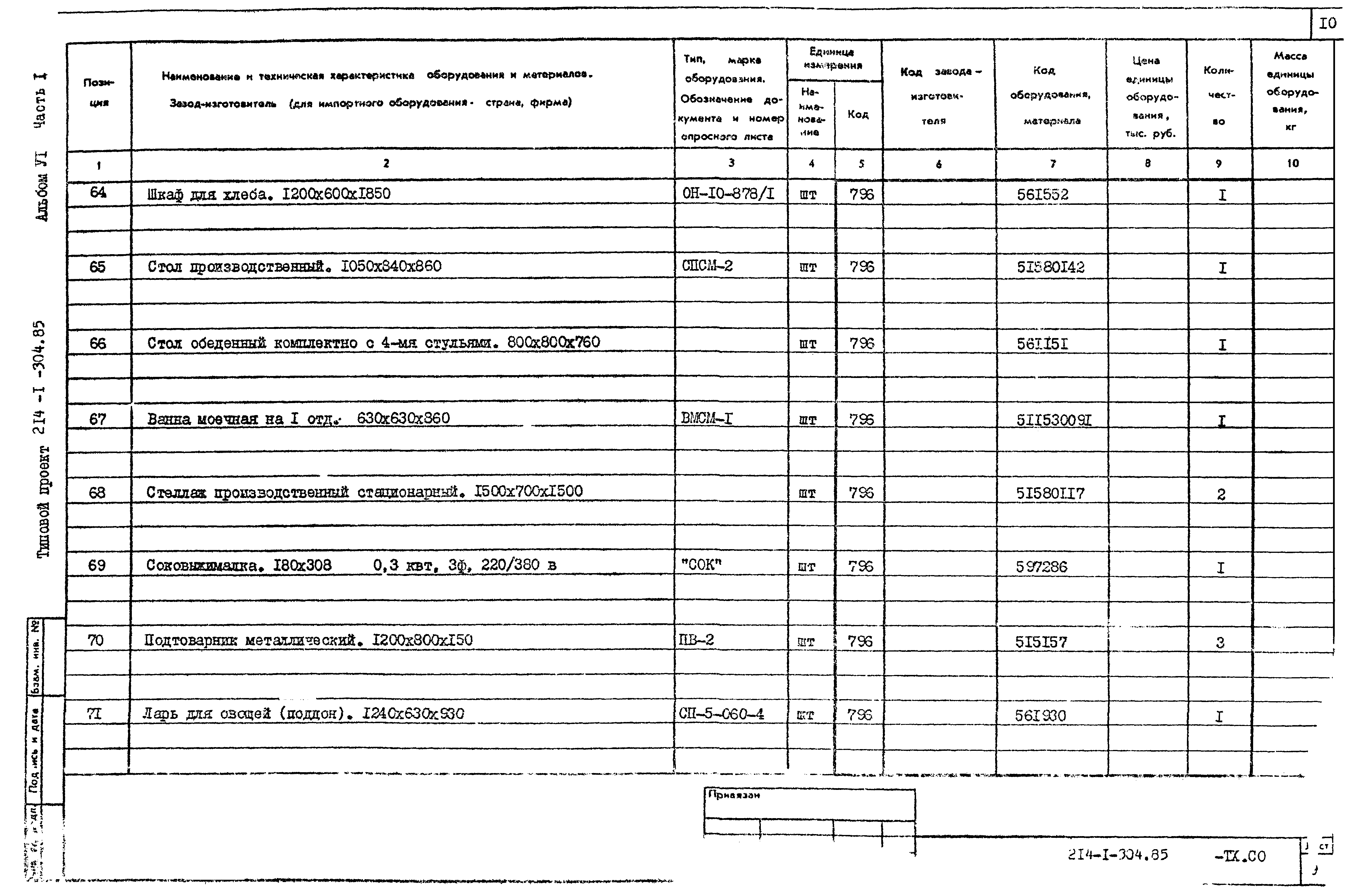 Типовой проект 214-1-304.85