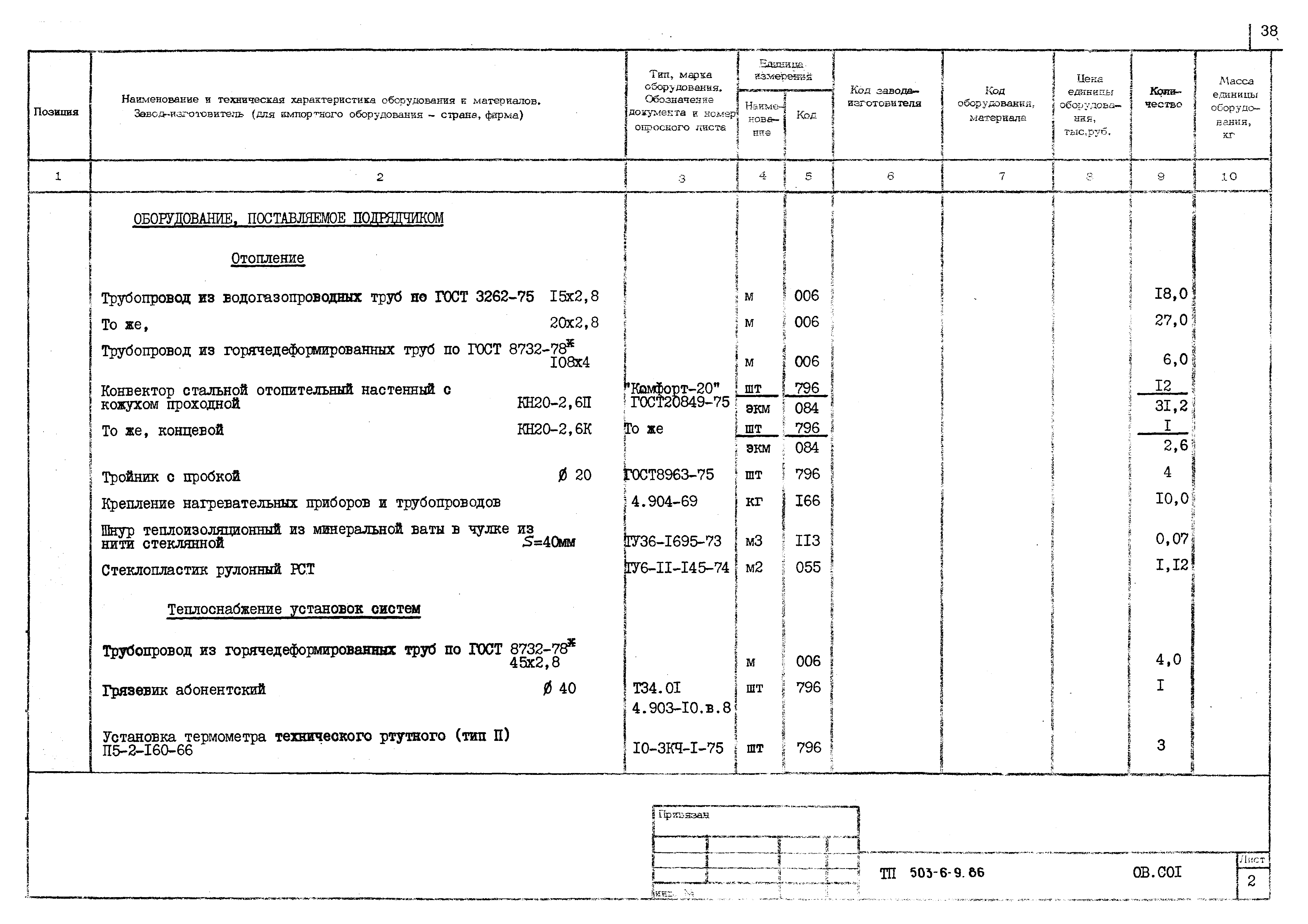 Типовой проект 503-6-9.86