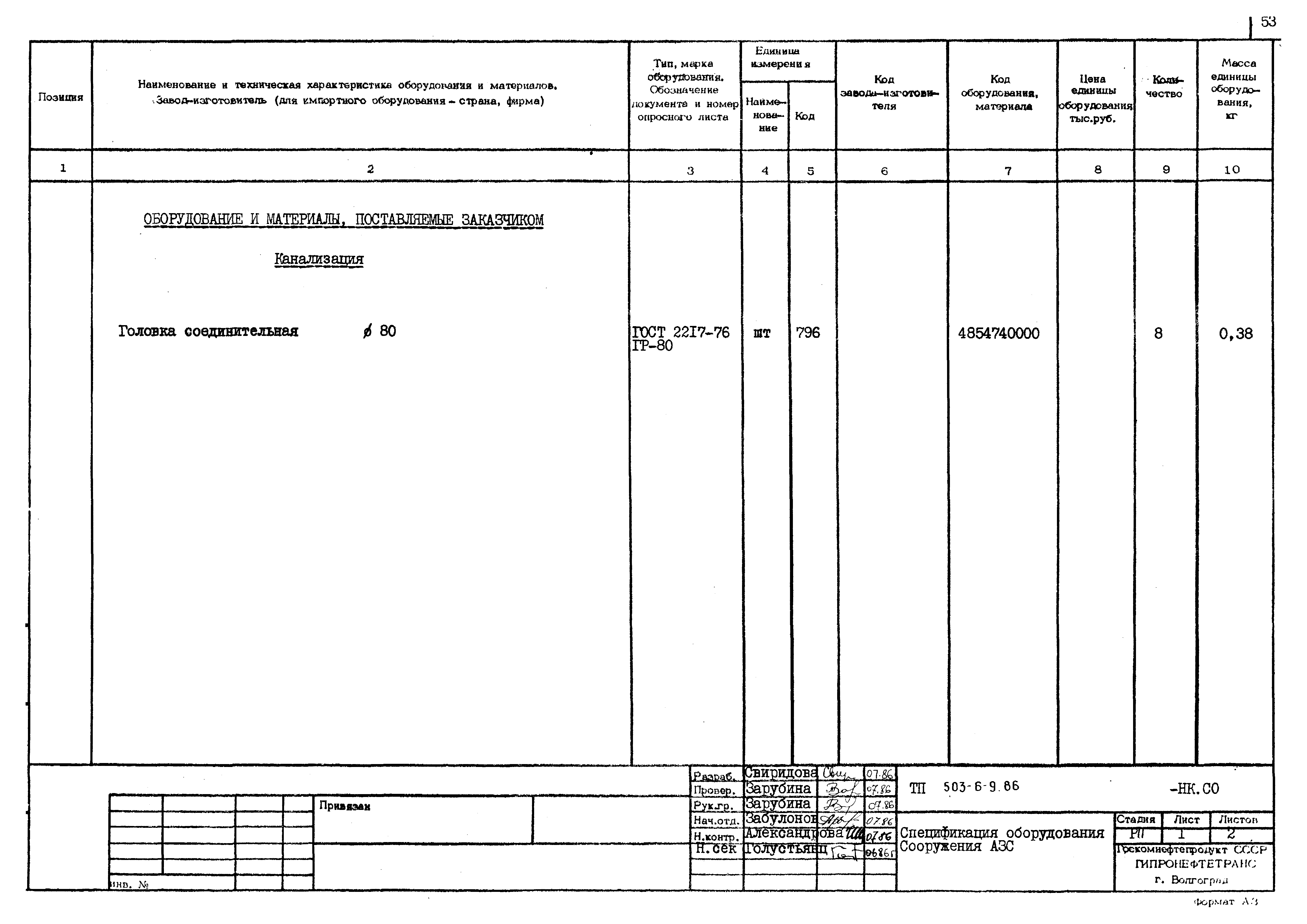 Типовой проект 503-6-9.86