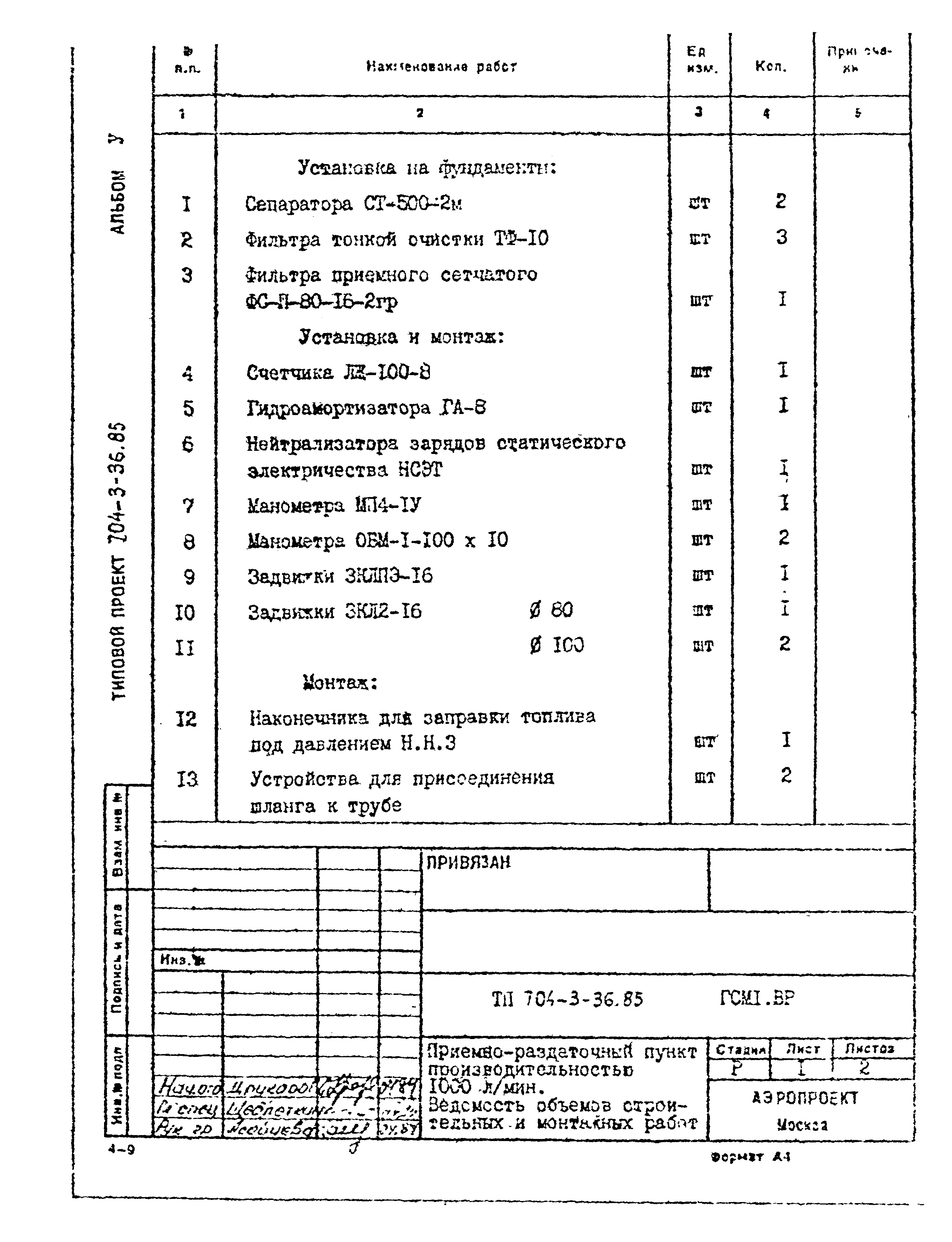 Типовой проект 704-3-36.85