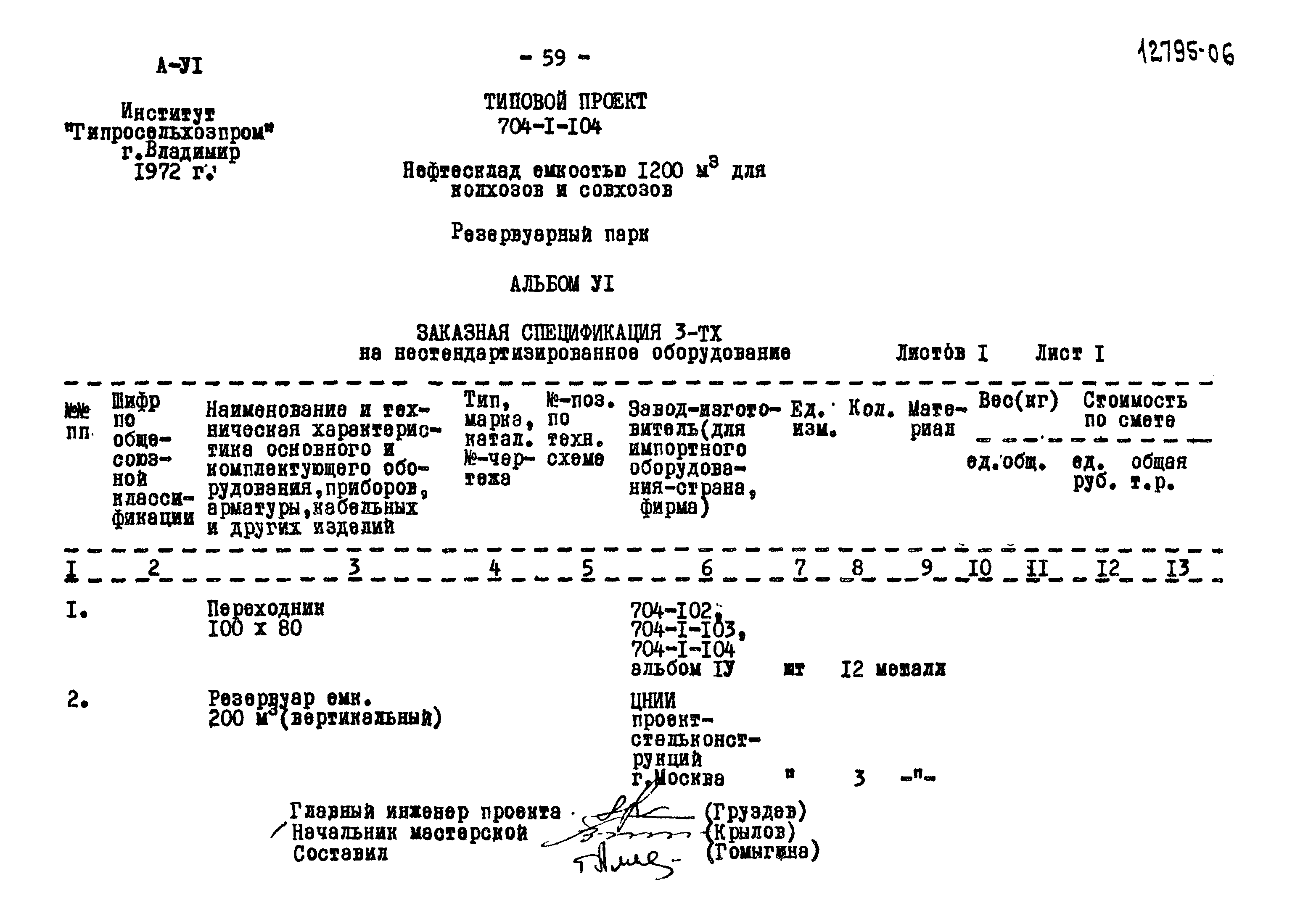 Типовой проект 704-1-104