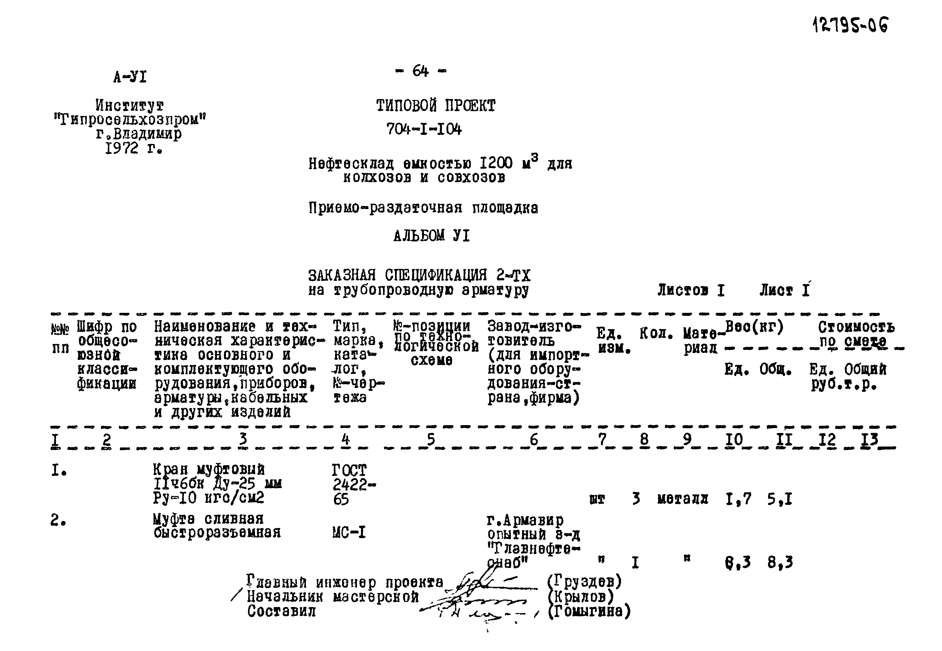 Типовой проект 704-1-104