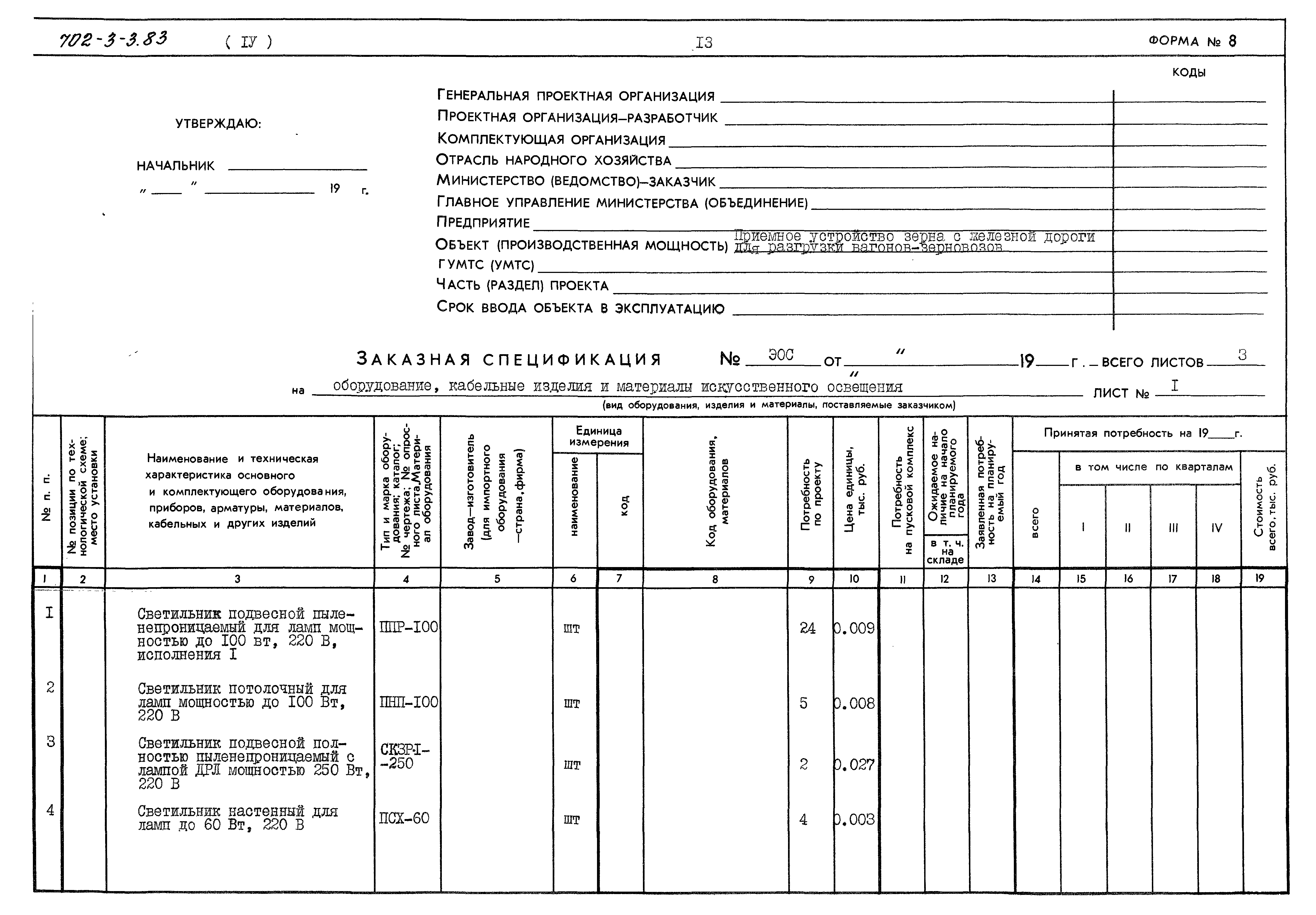 Типовой проект 702-3-3.83