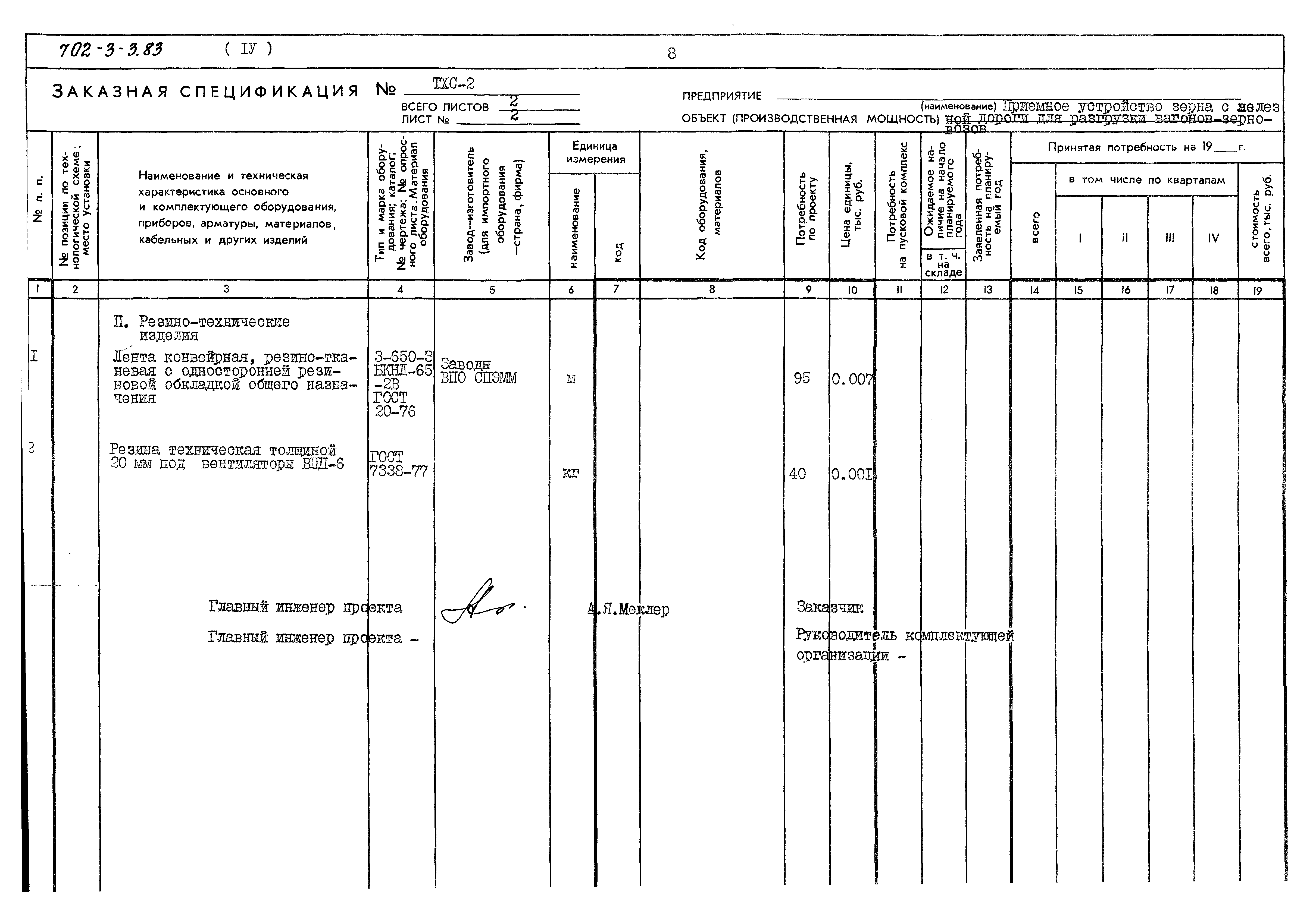 Типовой проект 702-3-3.83