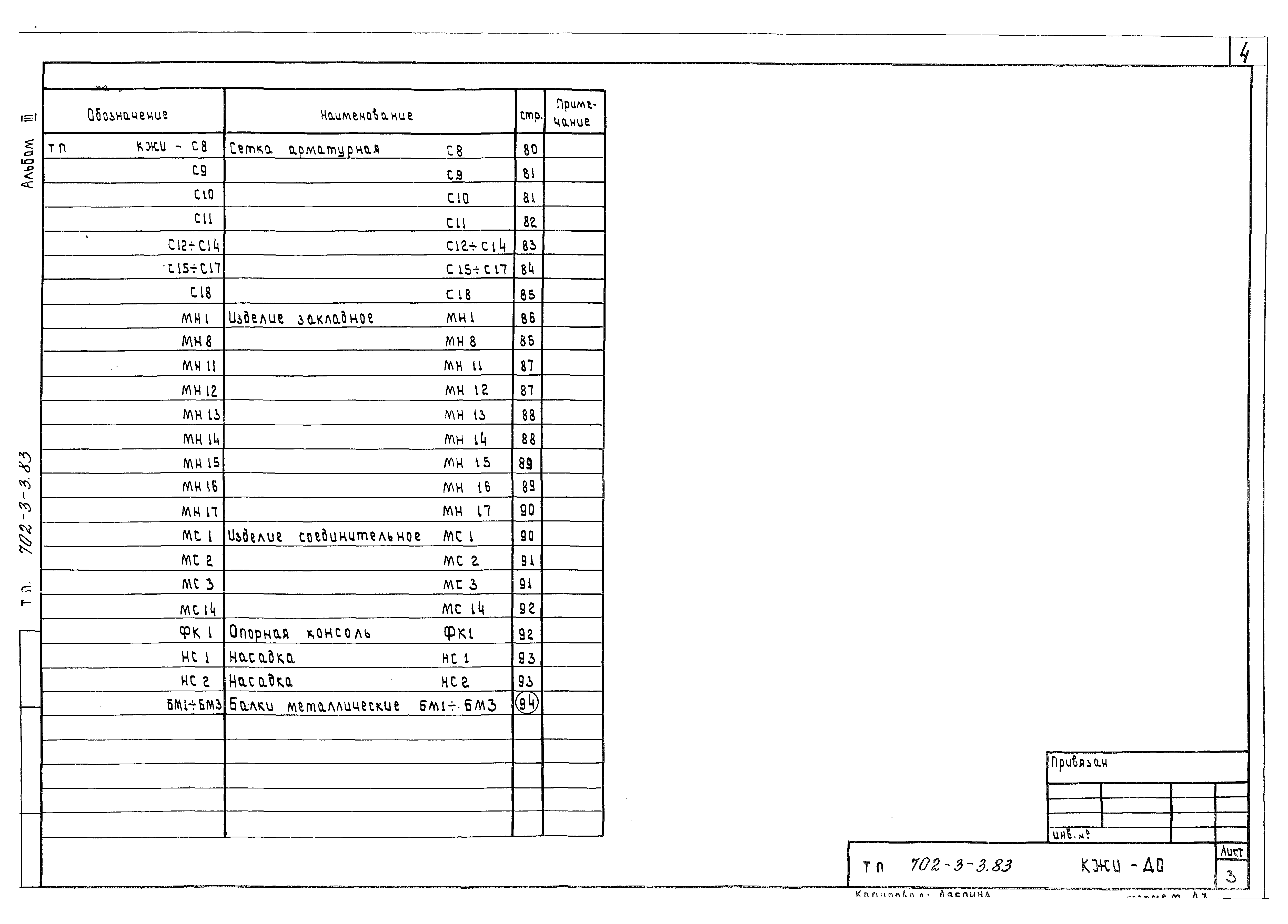 Типовой проект 702-3-3.83