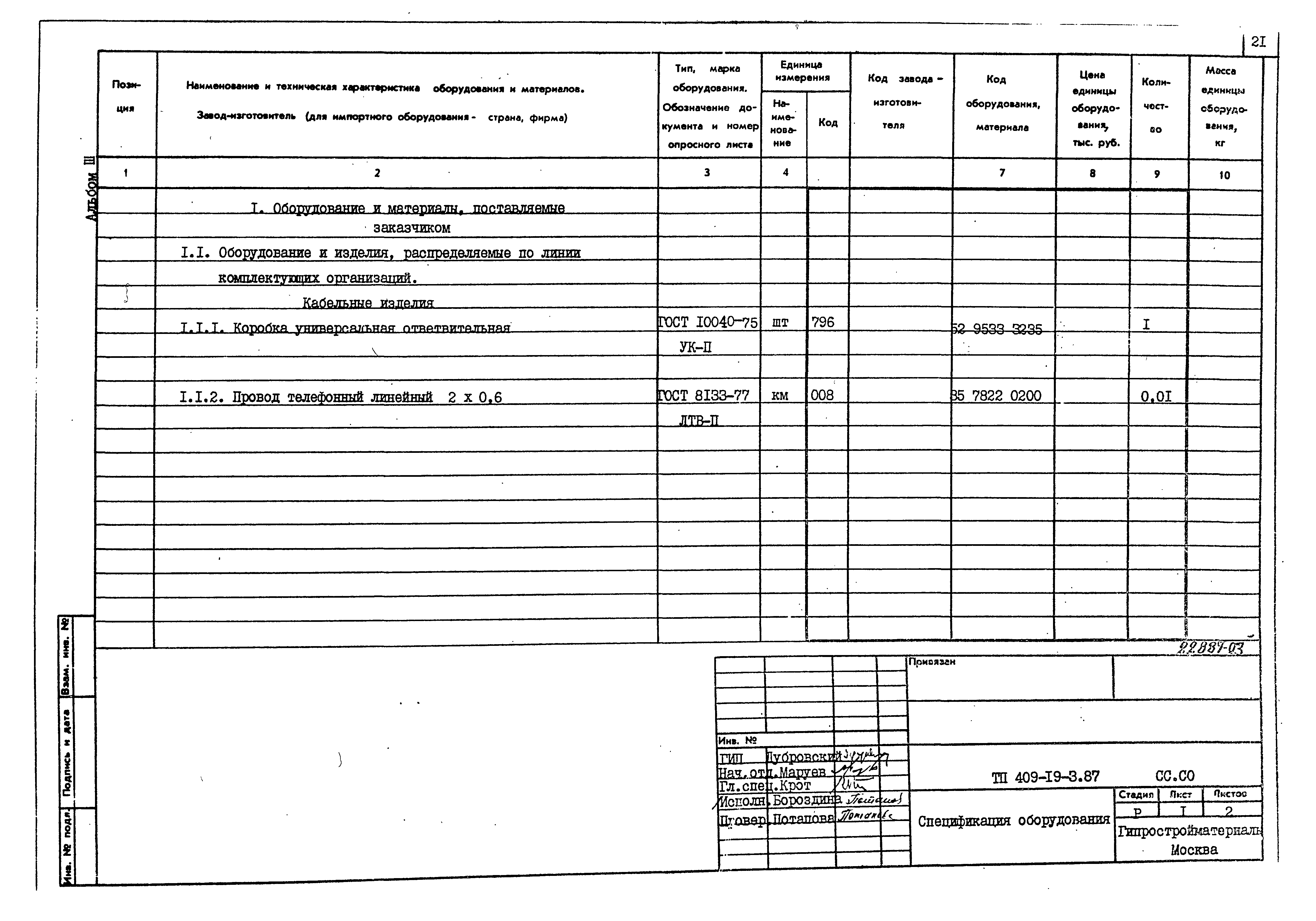 Типовой проект 409-19-3.87