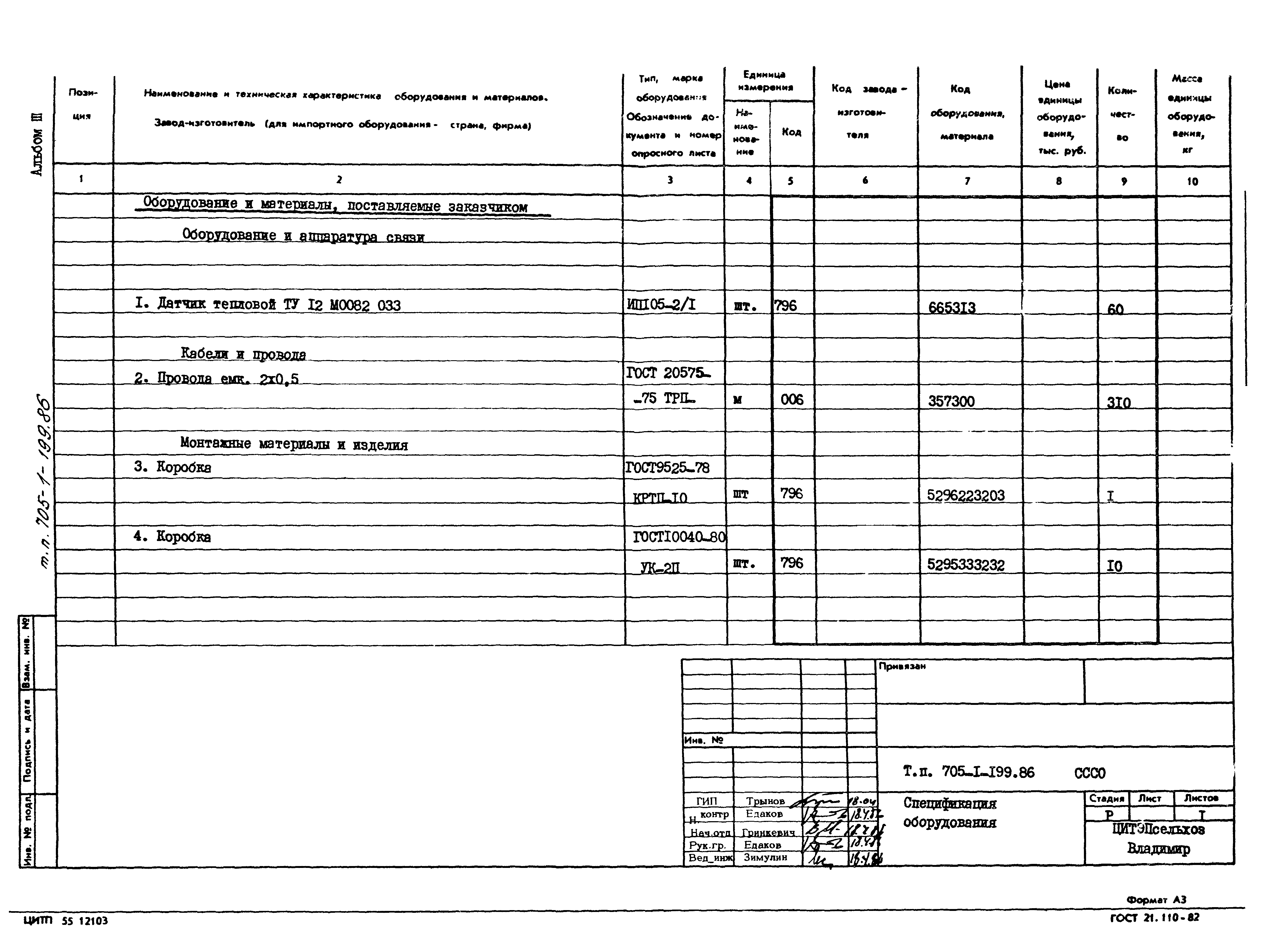 Типовой проект 705-1-199.86