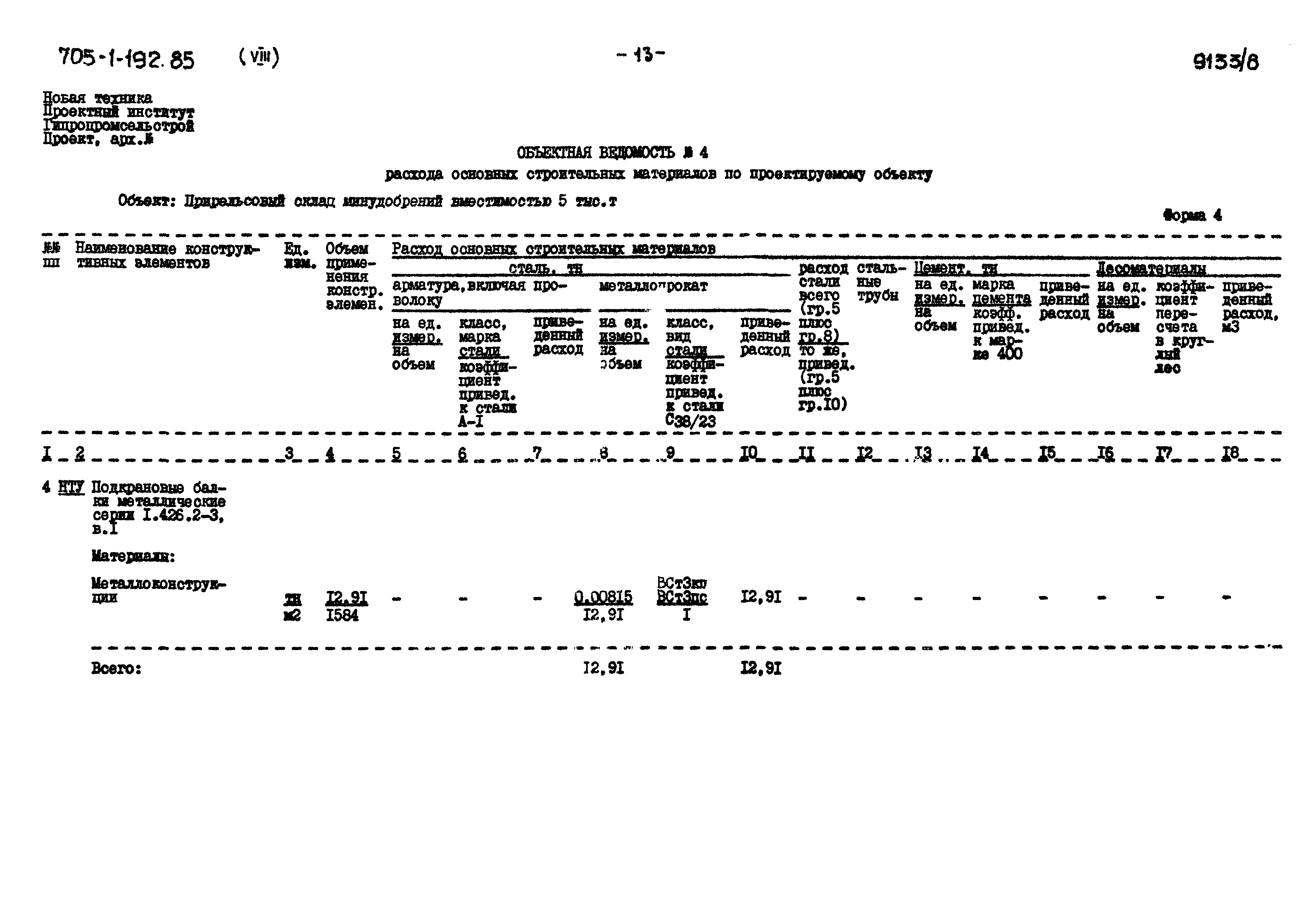 Типовой проект 705-1-192.85