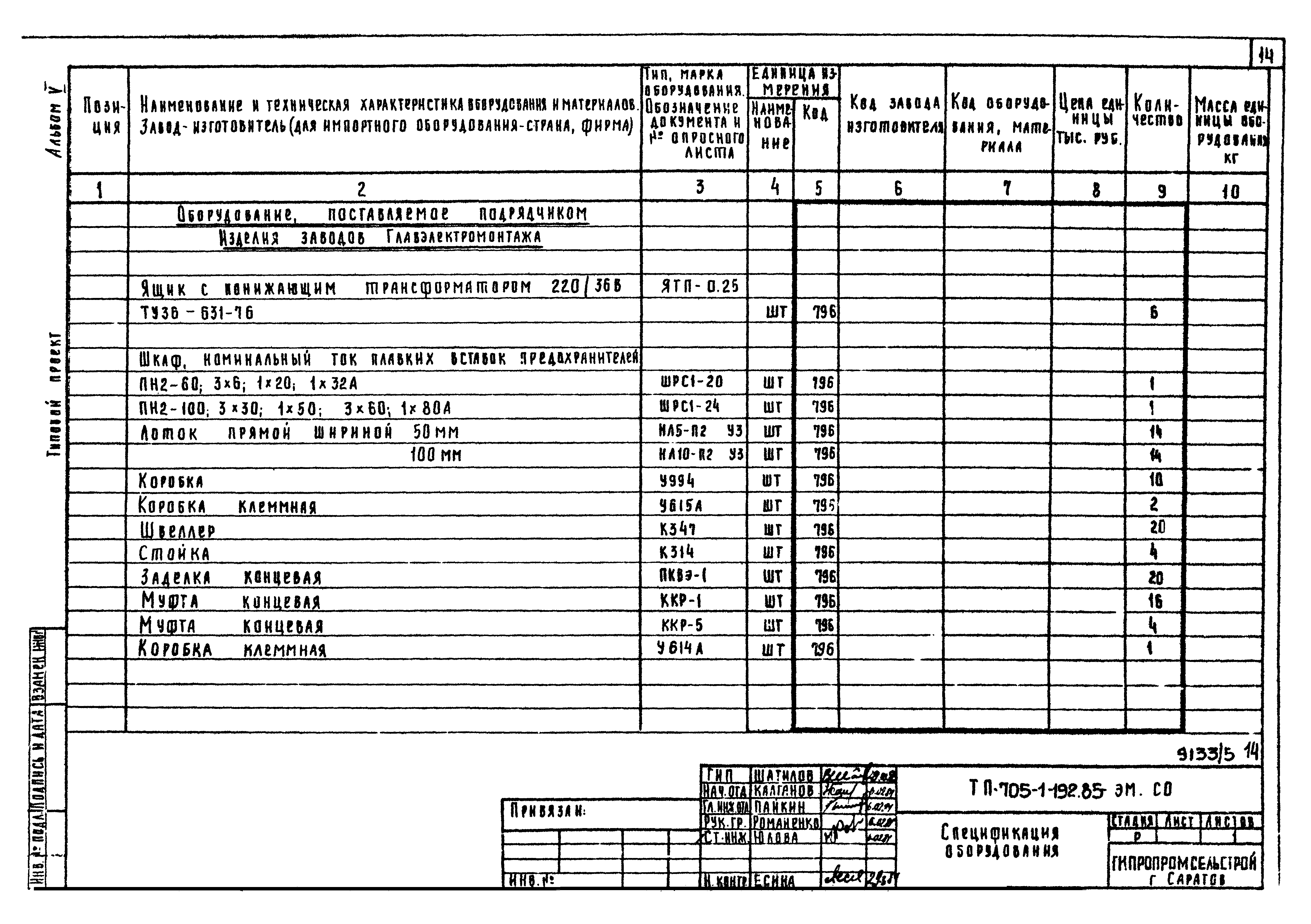 Типовой проект 705-1-192.85