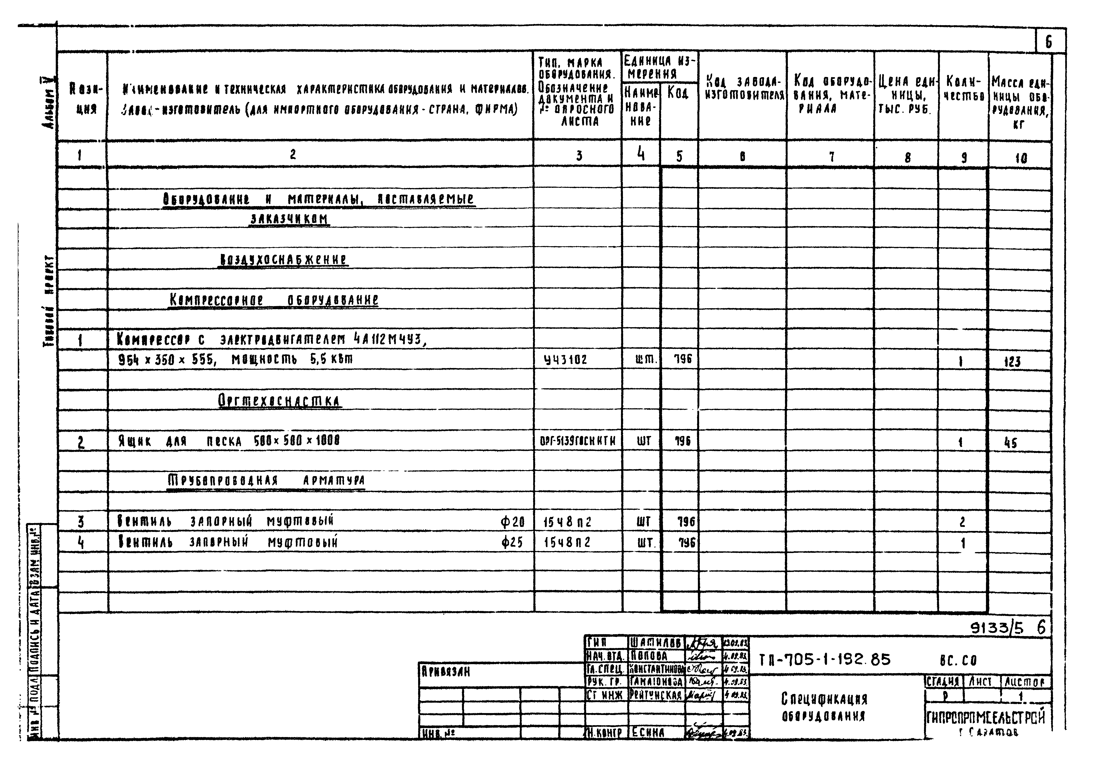 Типовой проект 705-1-192.85