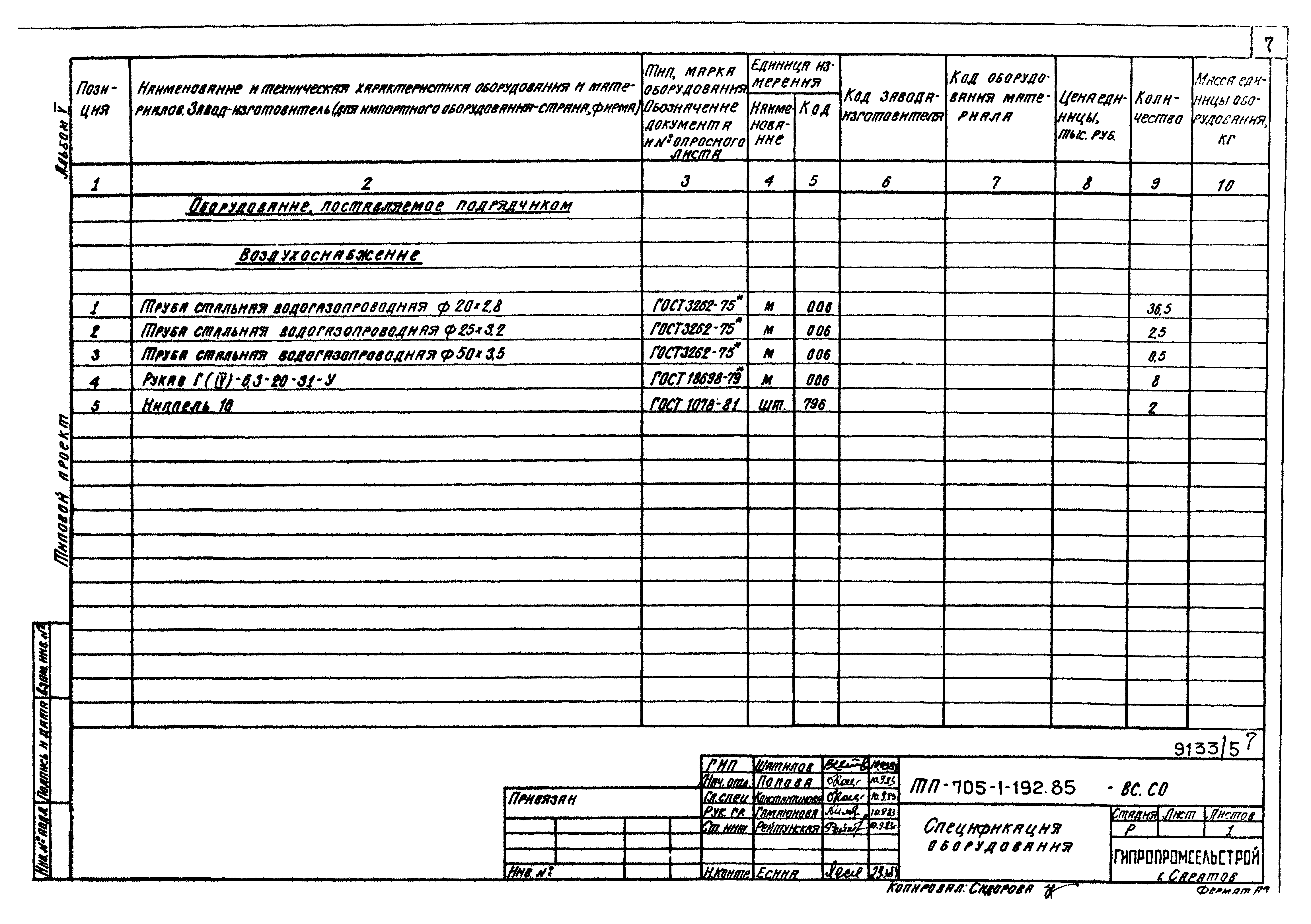 Типовой проект 705-1-192.85