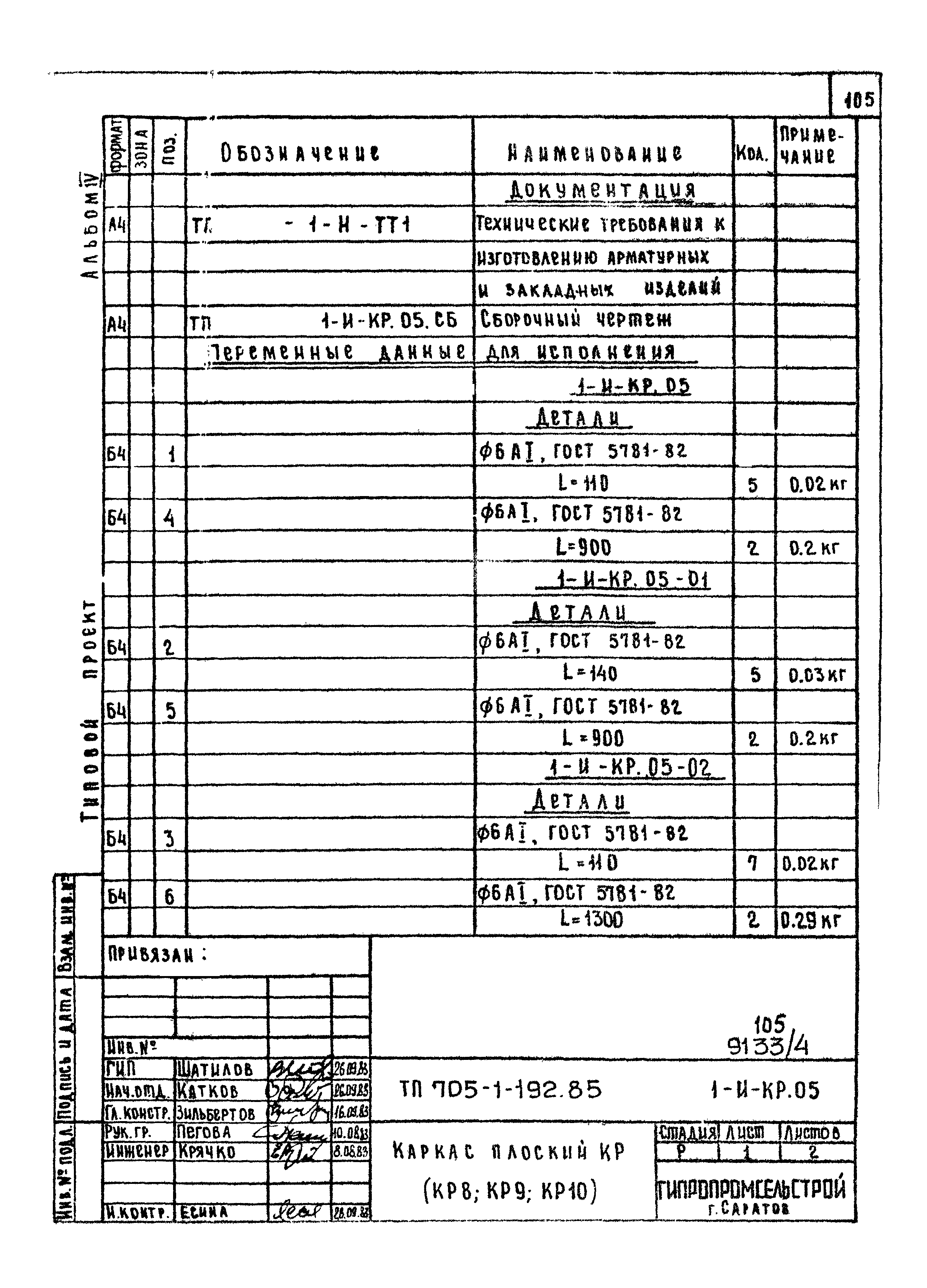 Типовой проект 705-1-192.85