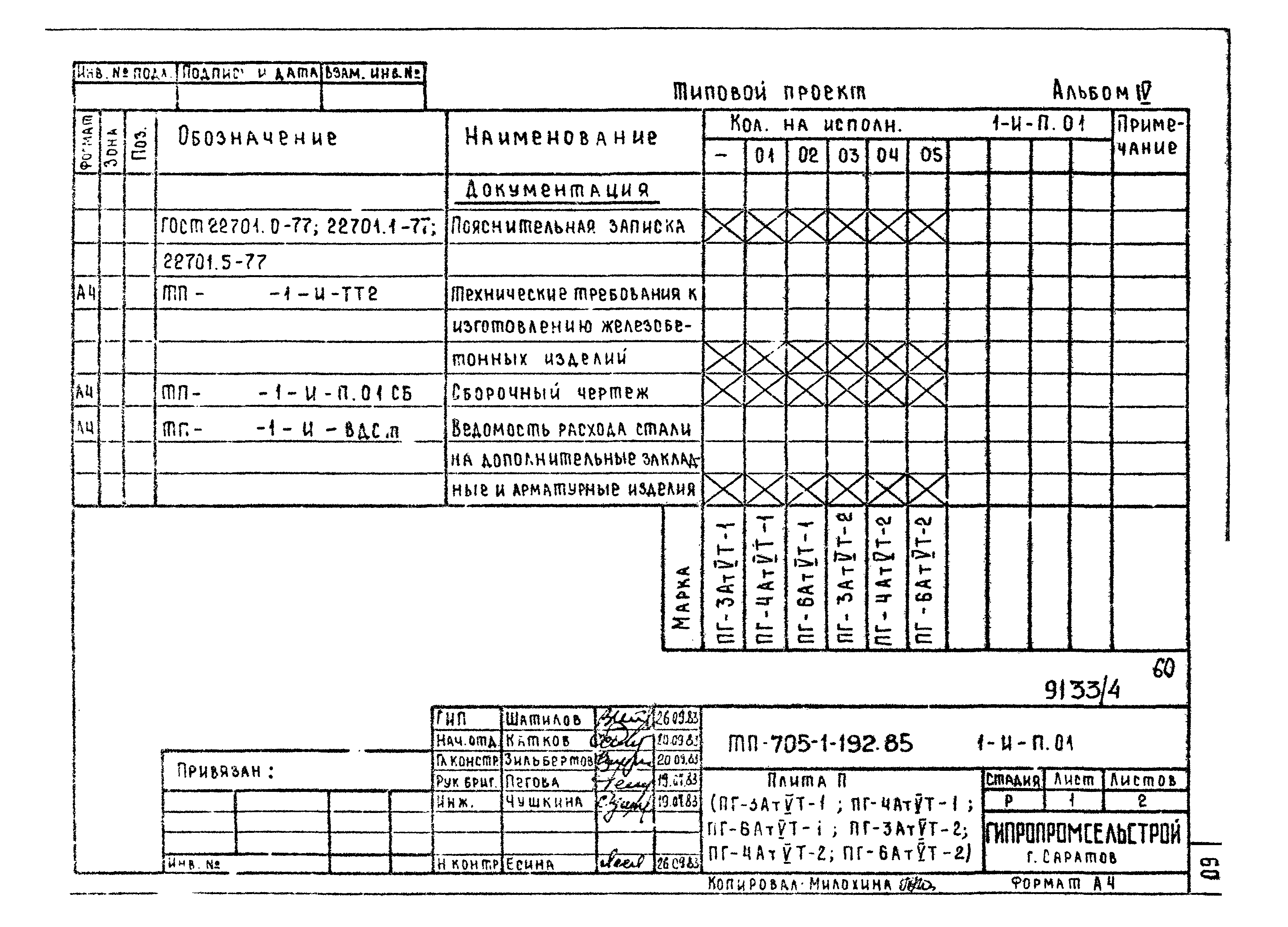 Типовой проект 705-1-192.85