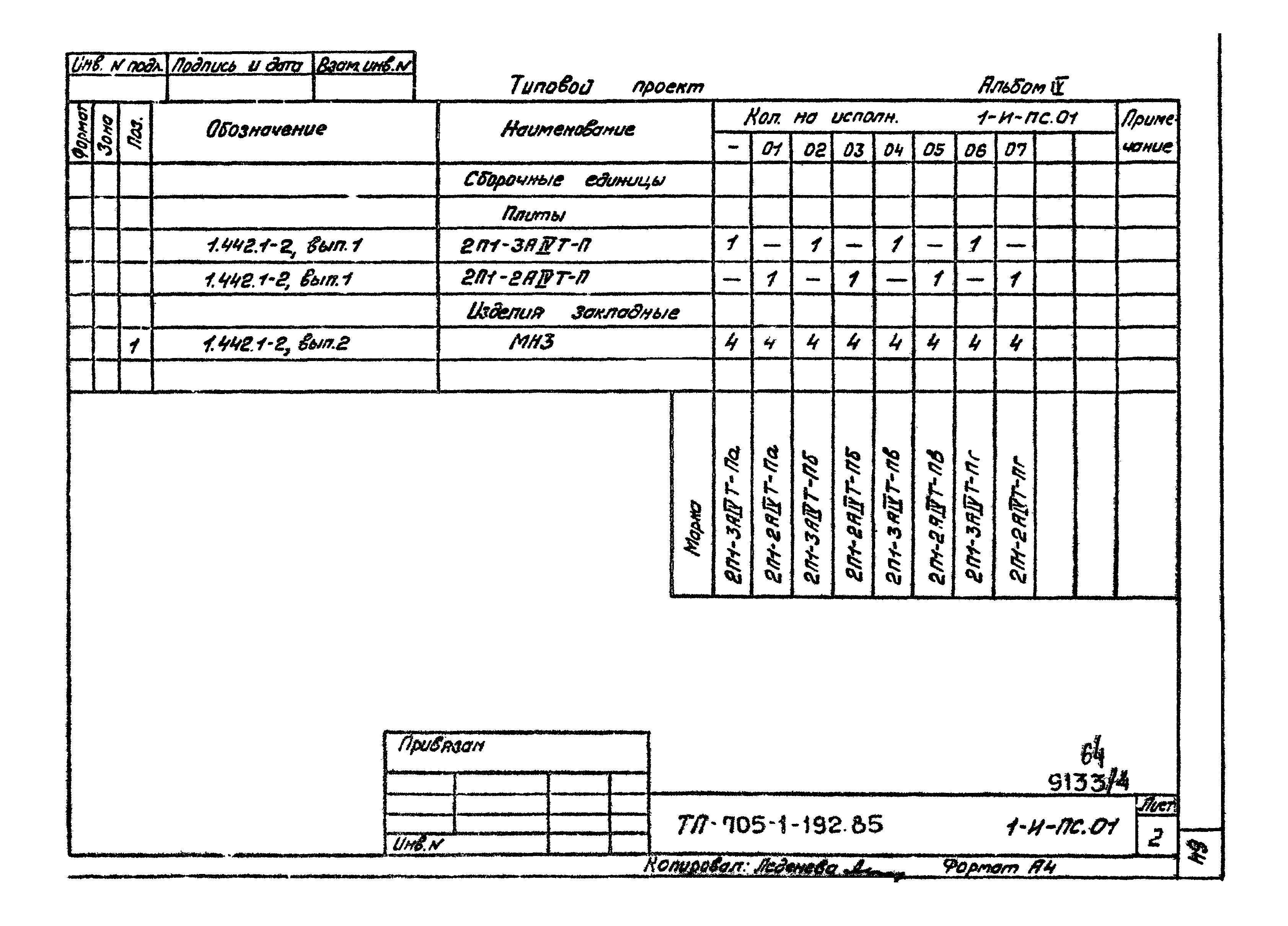 Типовой проект 705-1-192.85