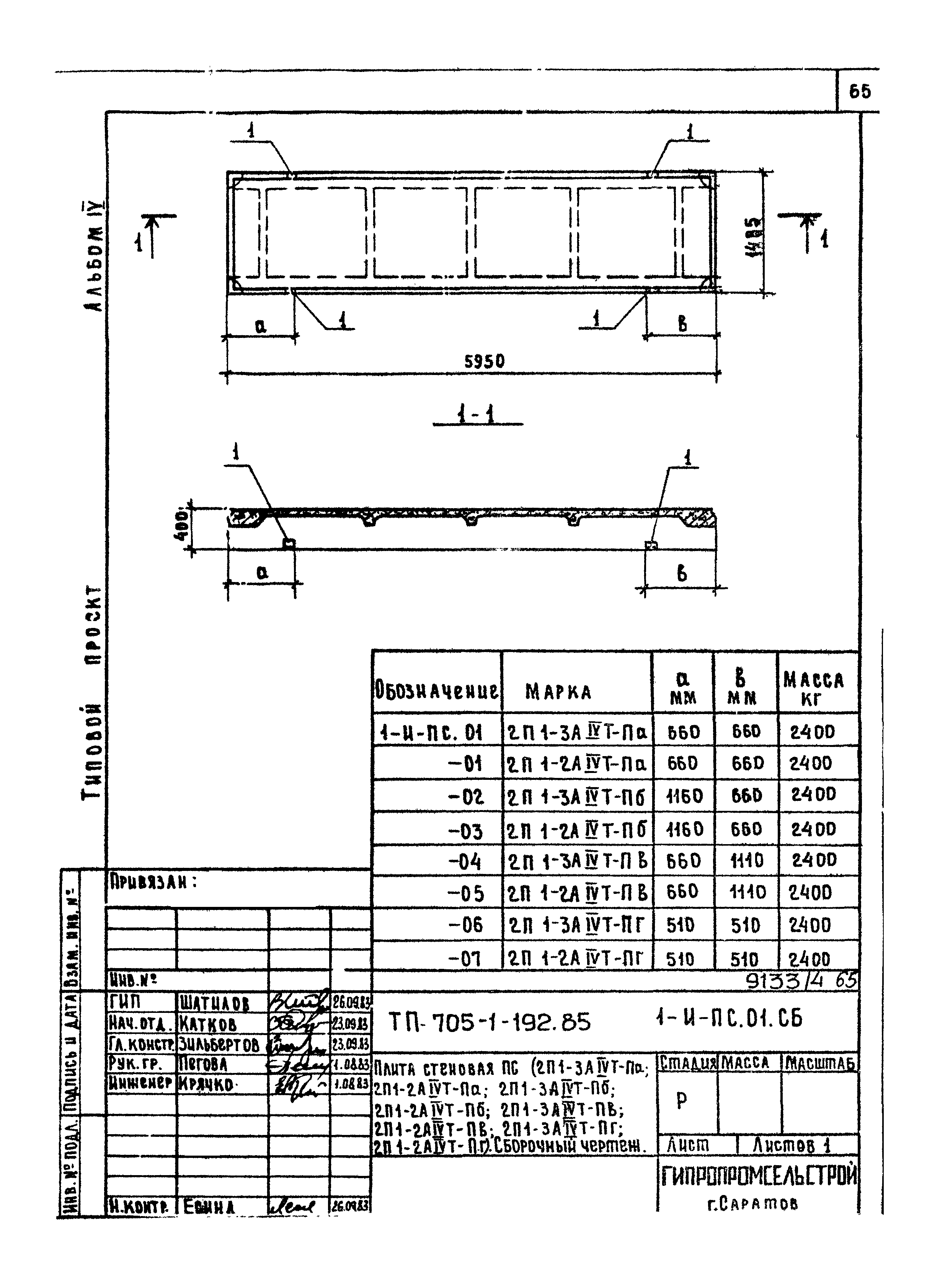 Типовой проект 705-1-192.85