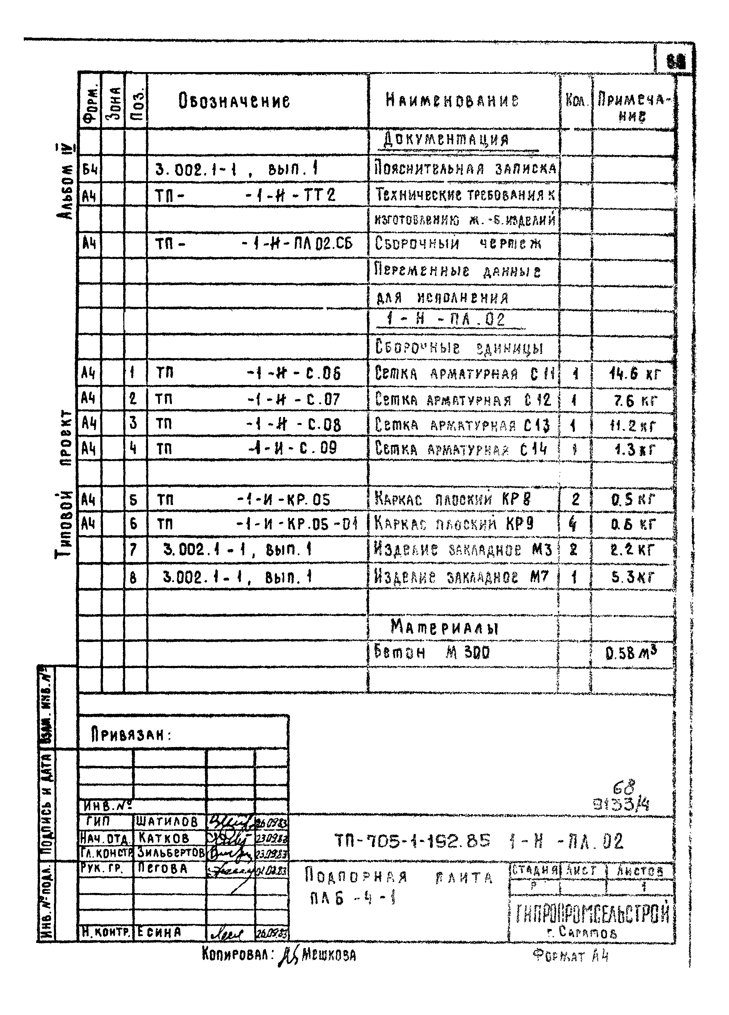 Типовой проект 705-1-192.85