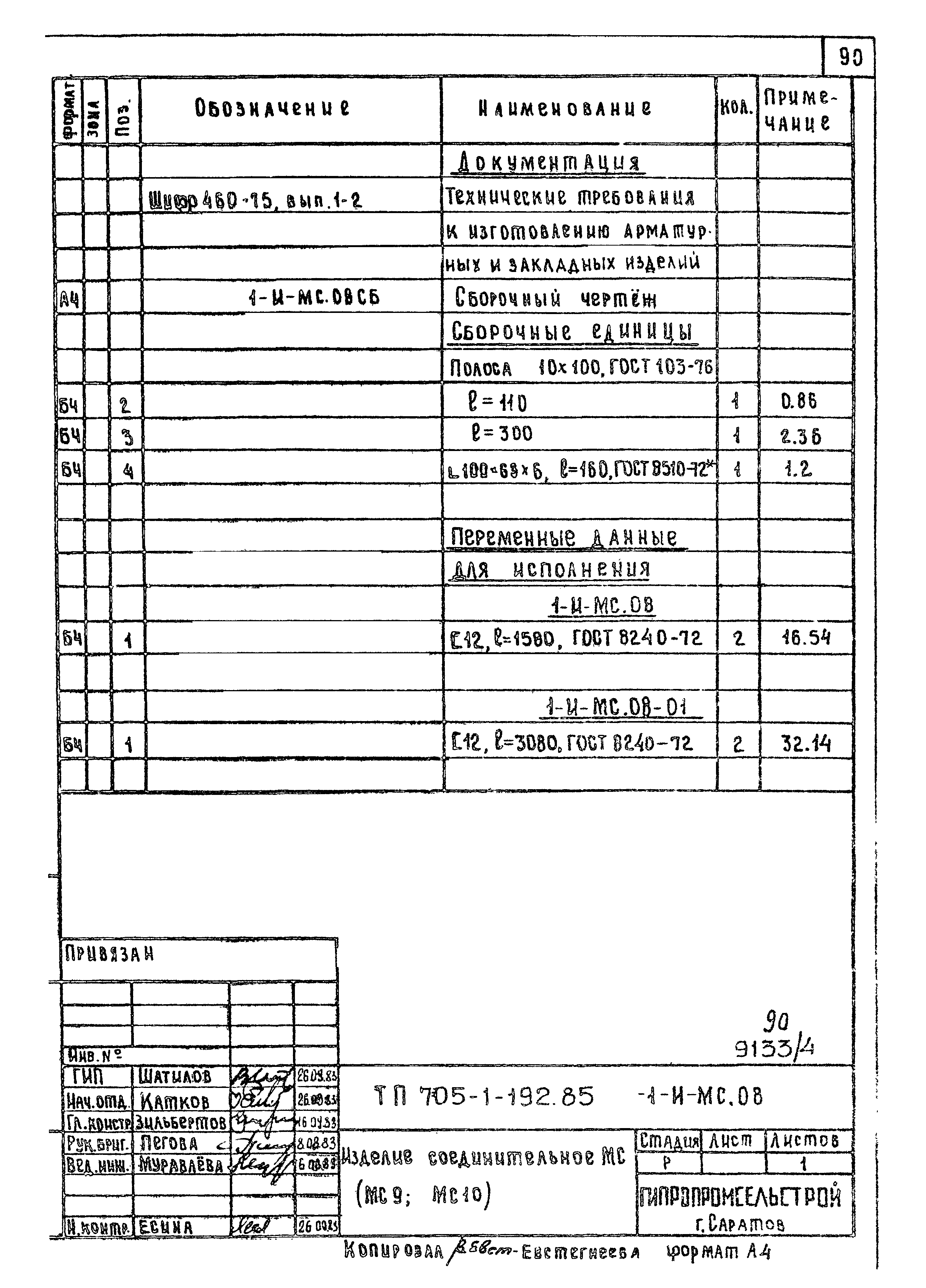 Типовой проект 705-1-192.85