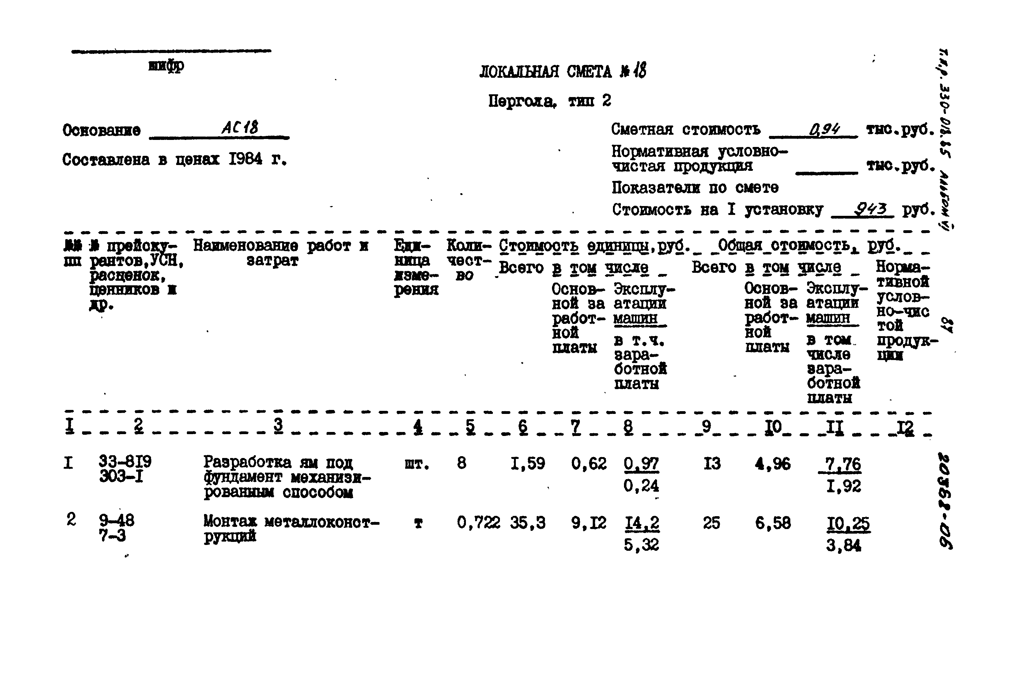 Типовой проект 330-018.85