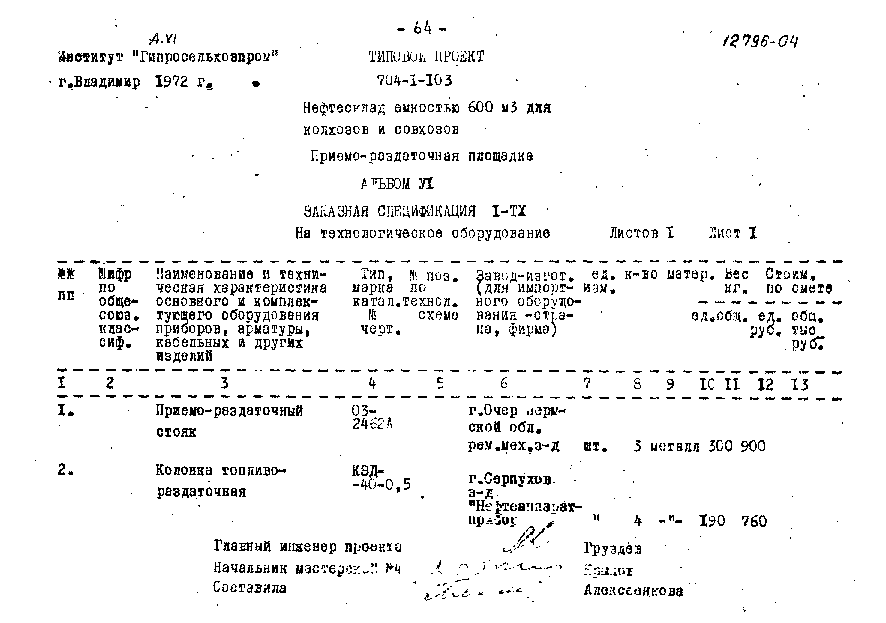 Типовой проект 704-1-103