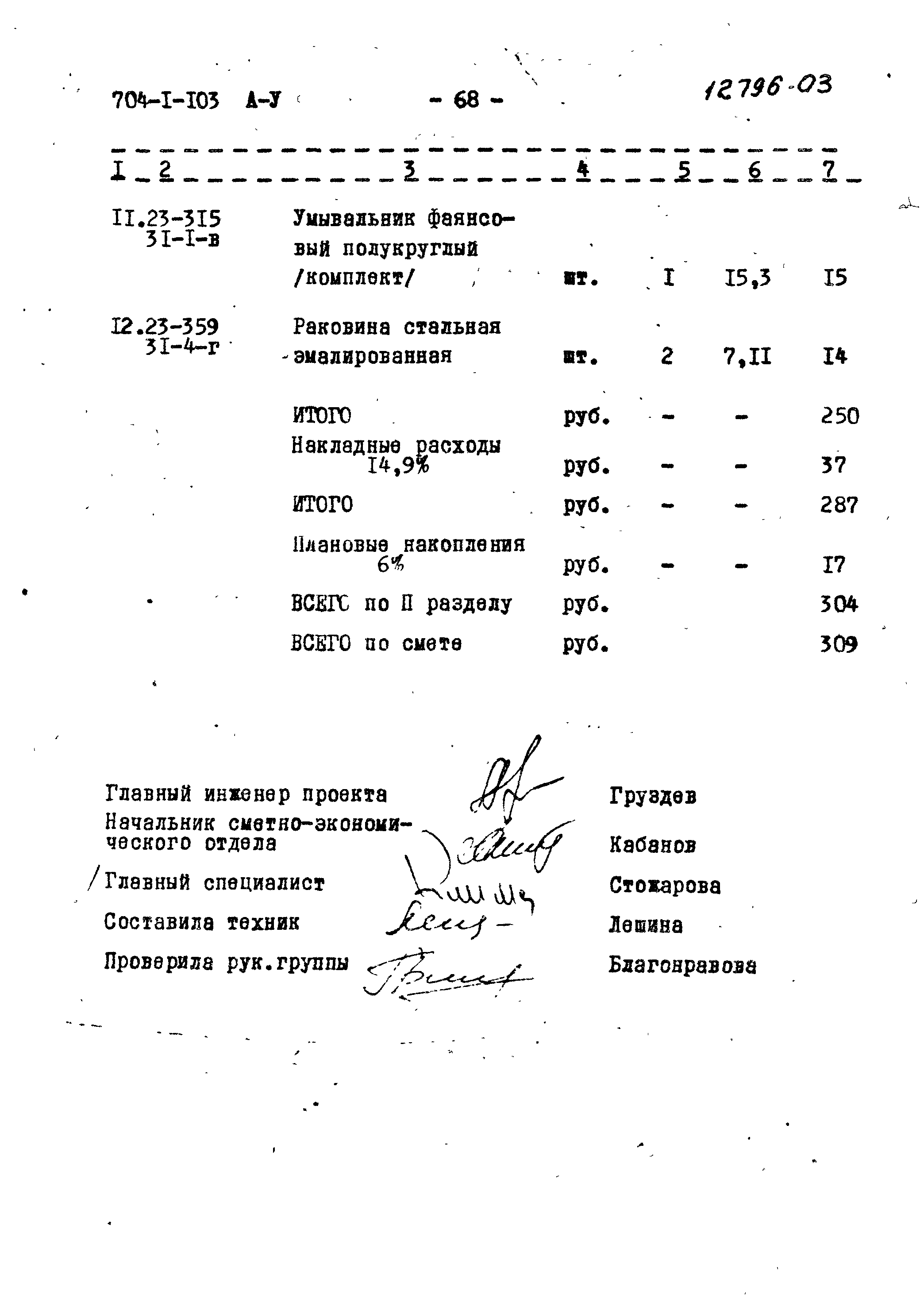 Типовой проект 704-1-103