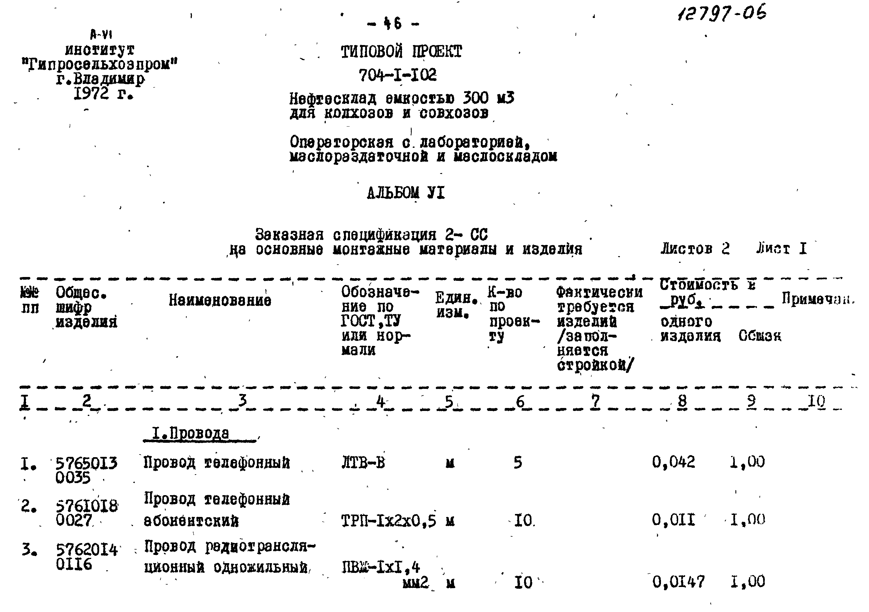 Типовой проект 704-1-102