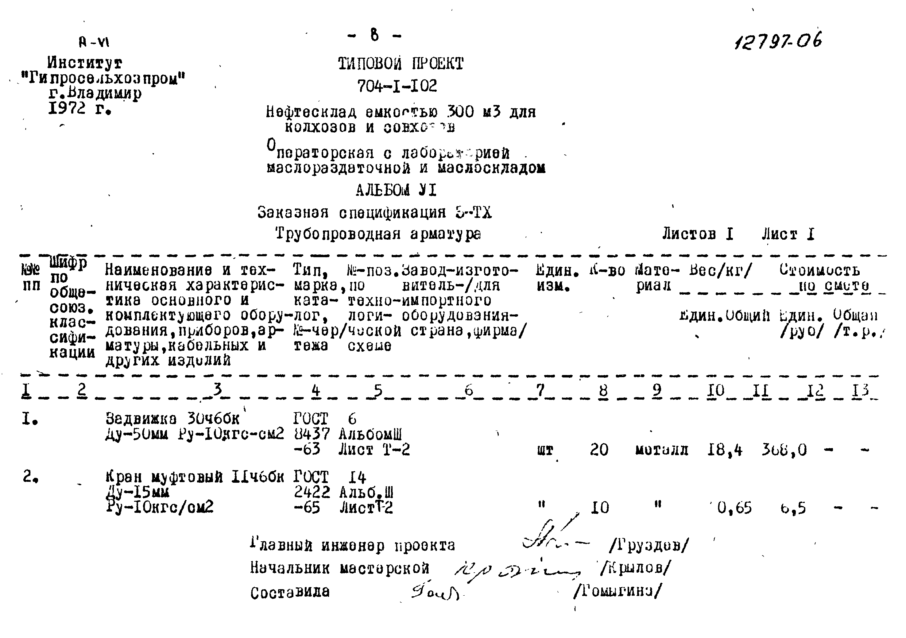 Типовой проект 704-1-102