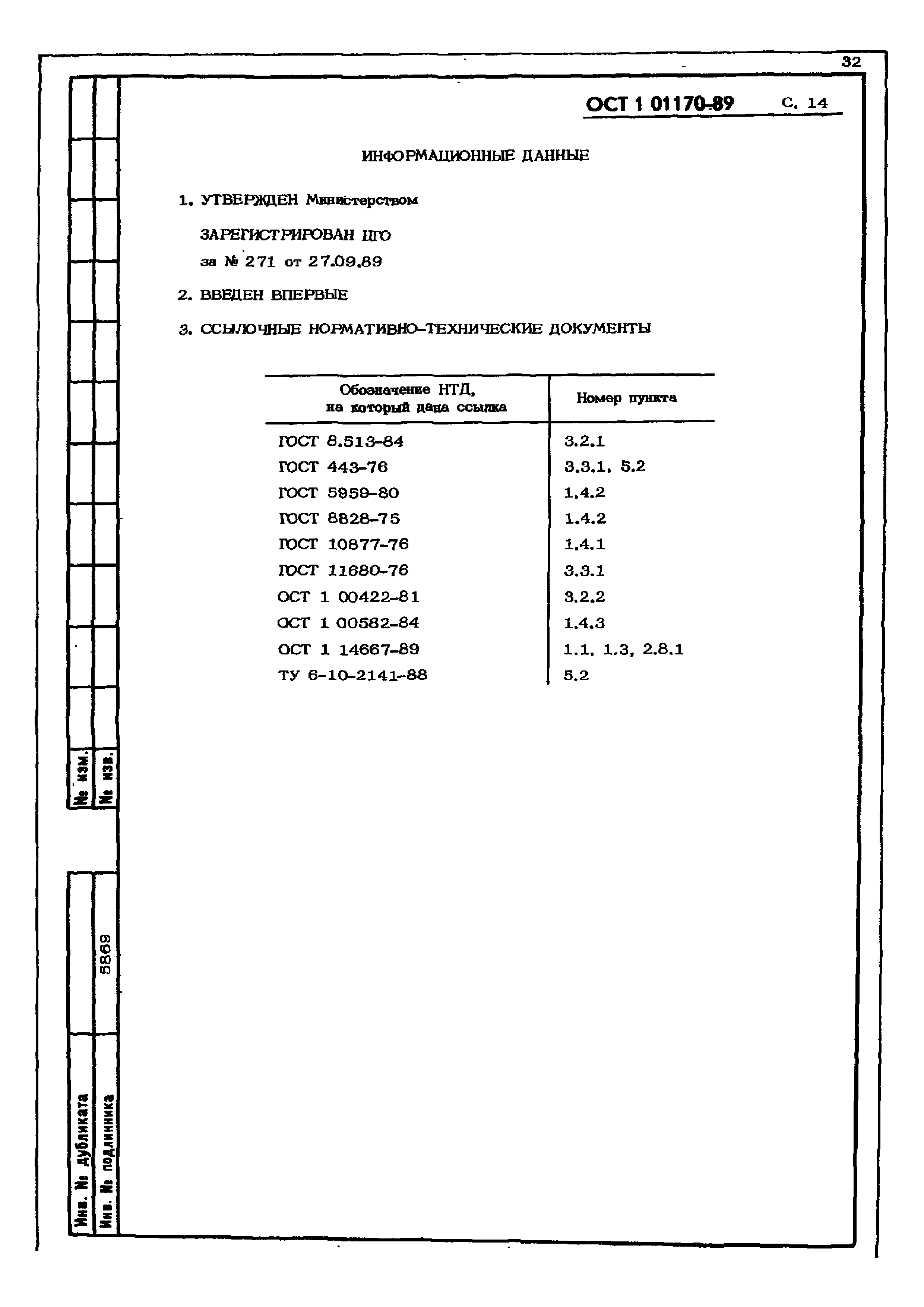 ОСТ 1 01170-89