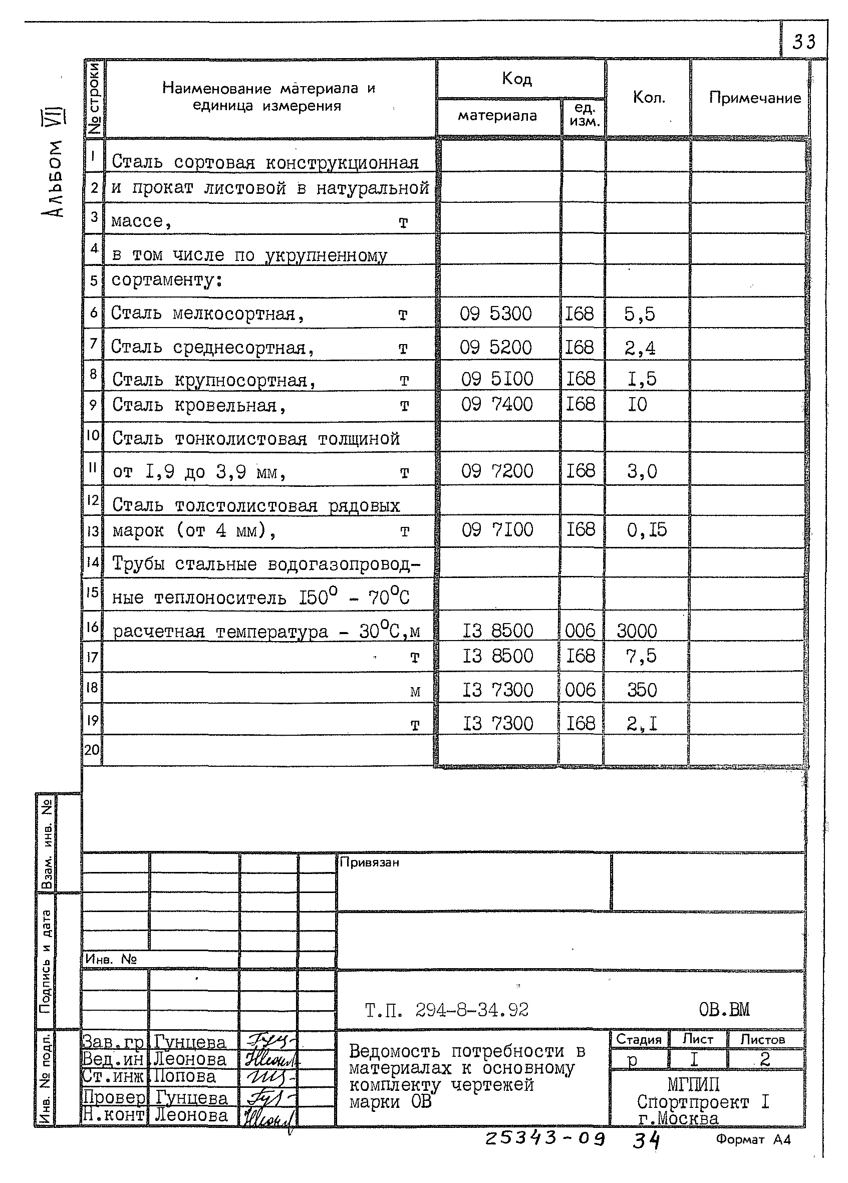 Типовой проект 294-8-34.92