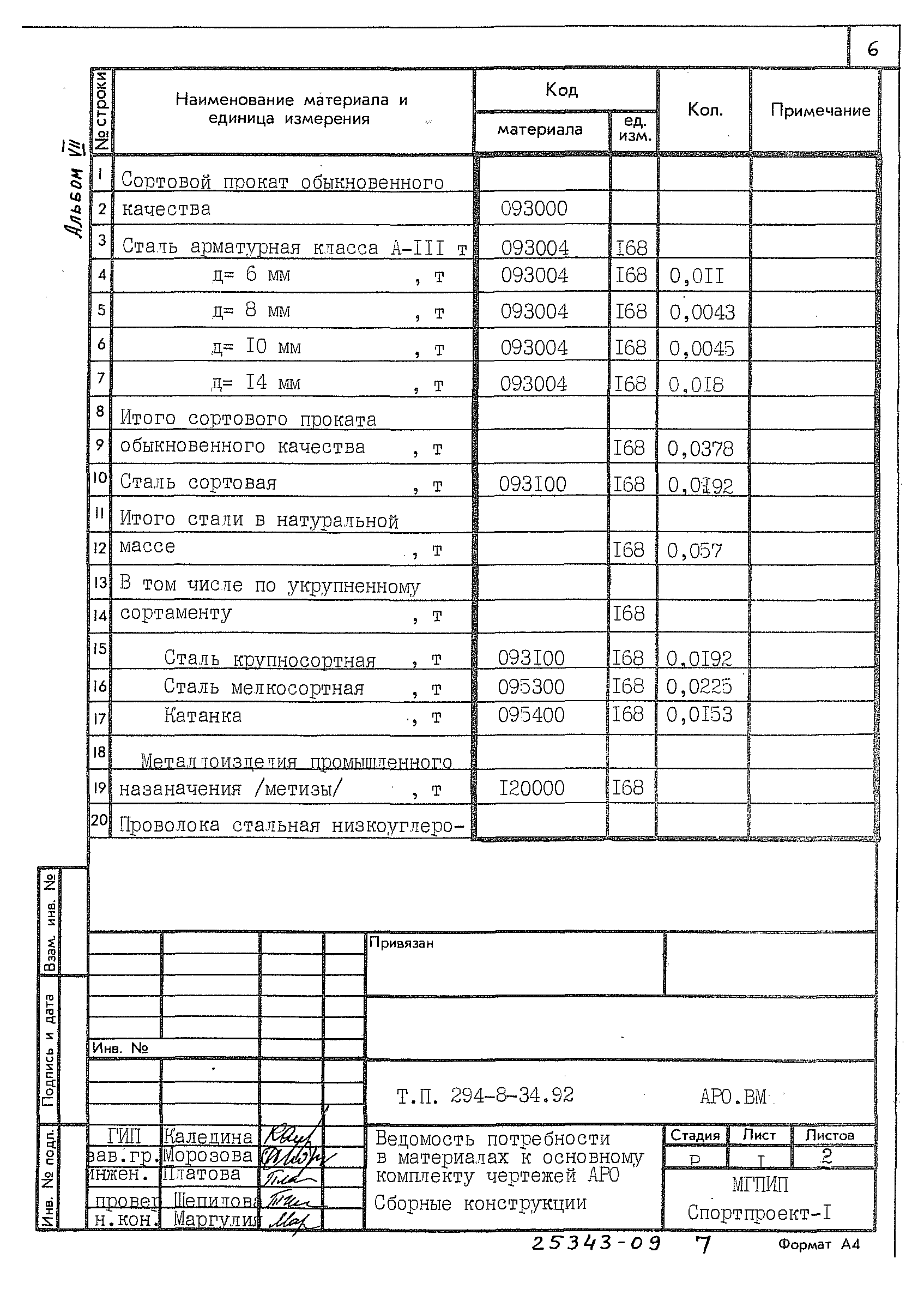 Типовой проект 294-8-34.92