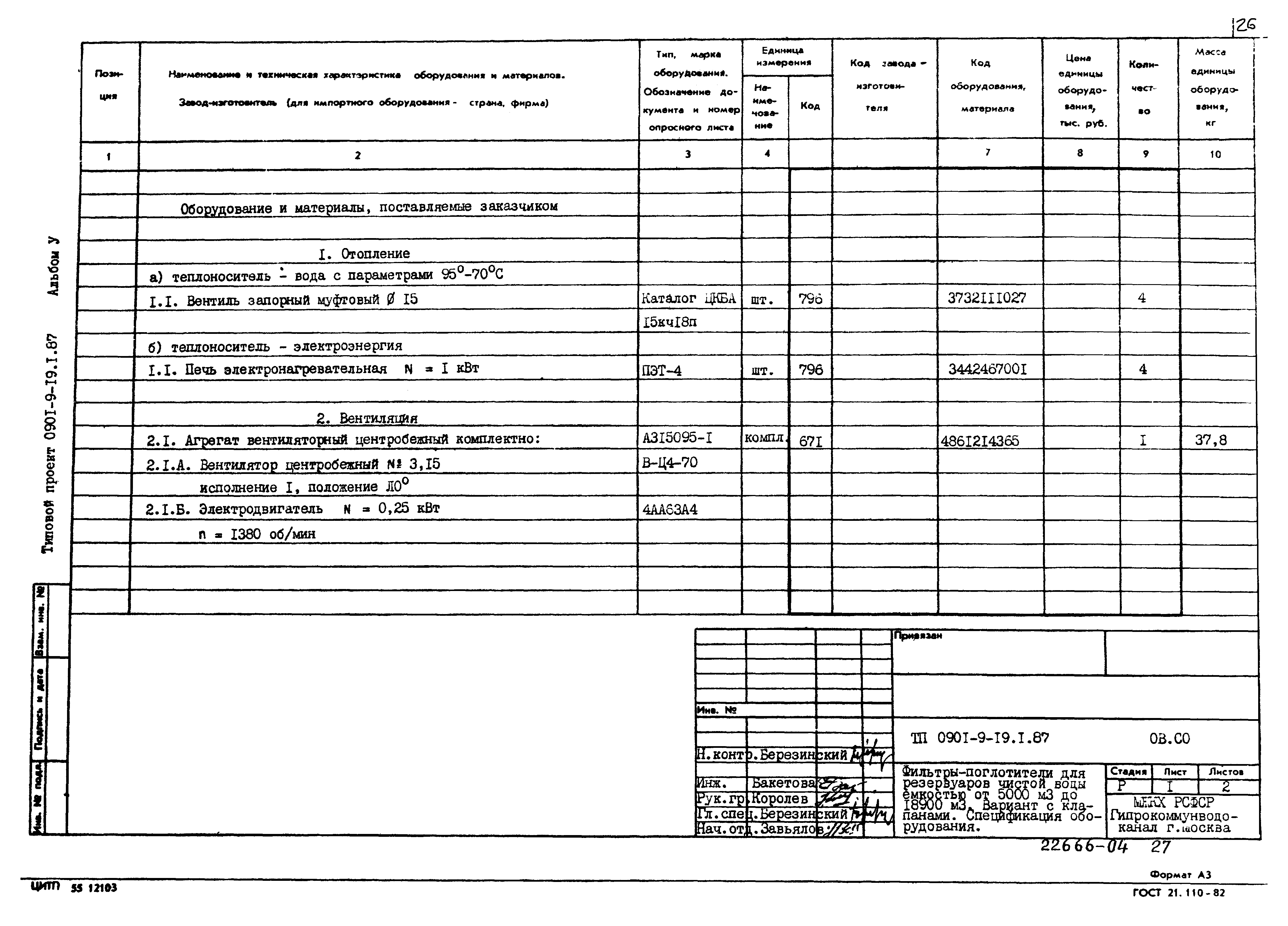 Типовой проект 0901-9-19.1.87