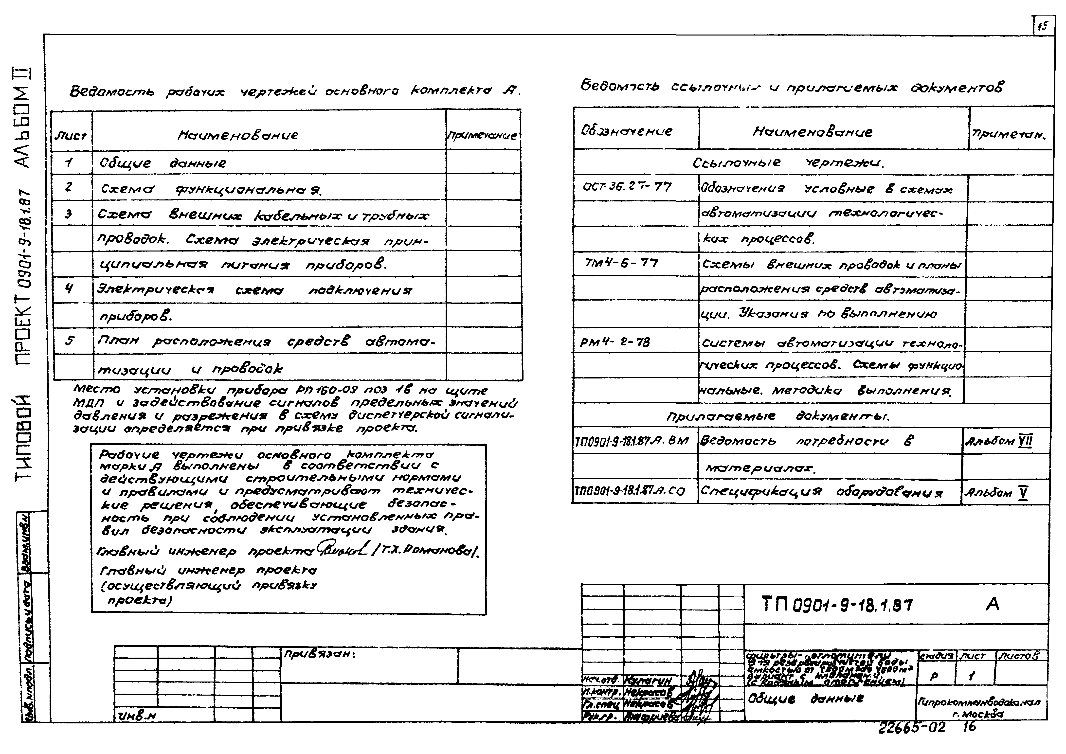 Типовой проект 0901-9-18.1.87