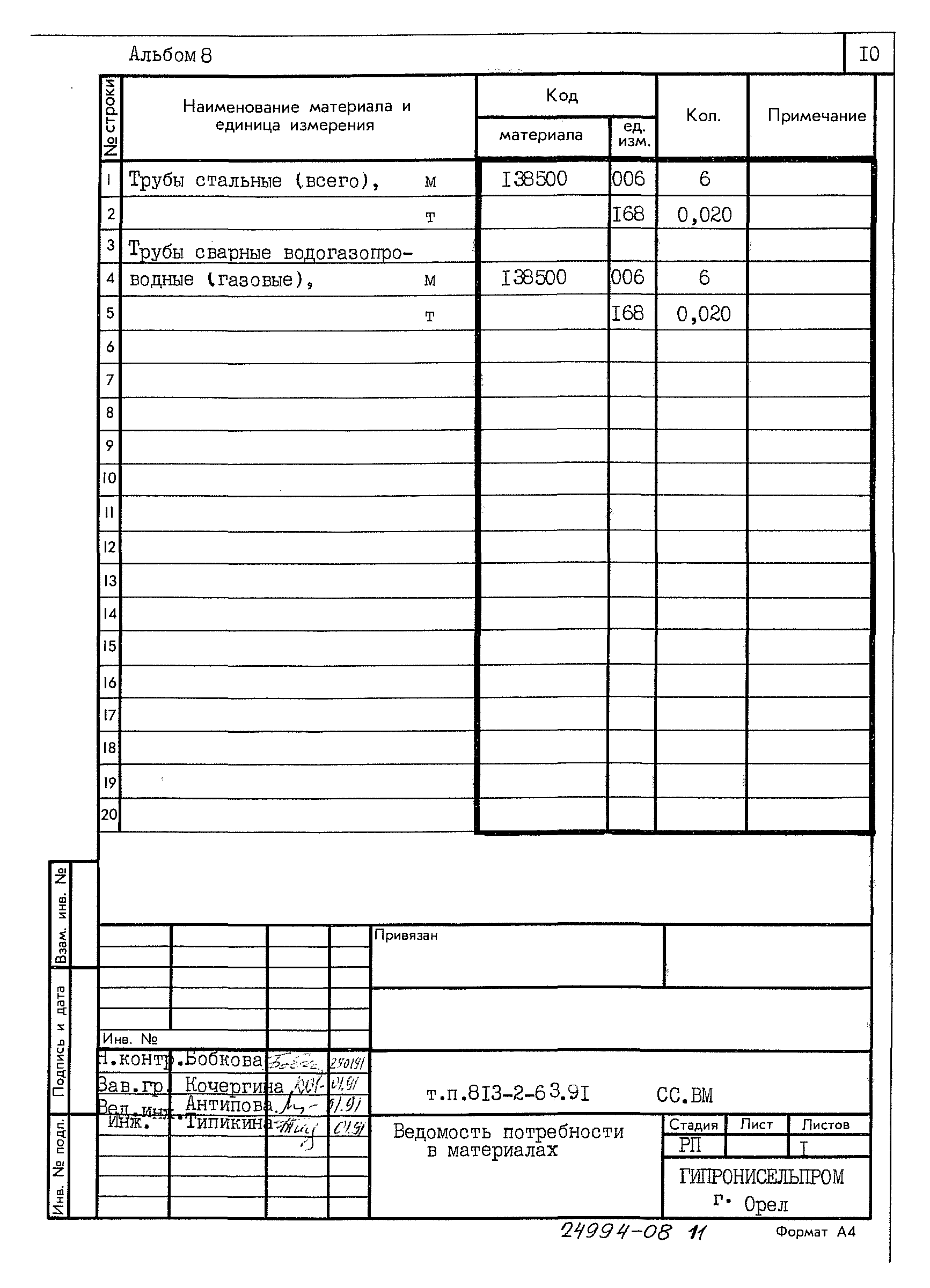 Типовой проект 813-2-63.91