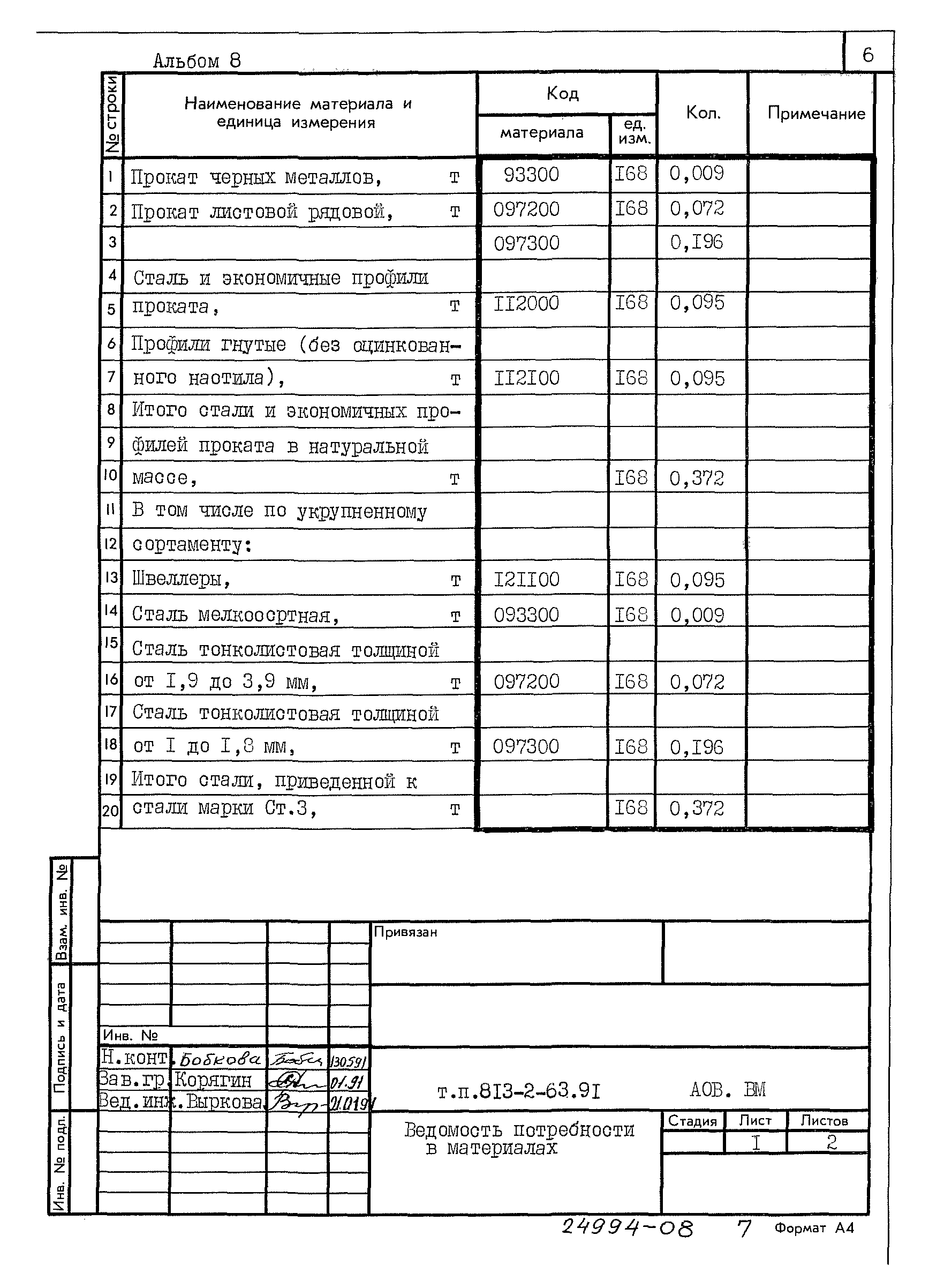 Типовой проект 813-2-63.91