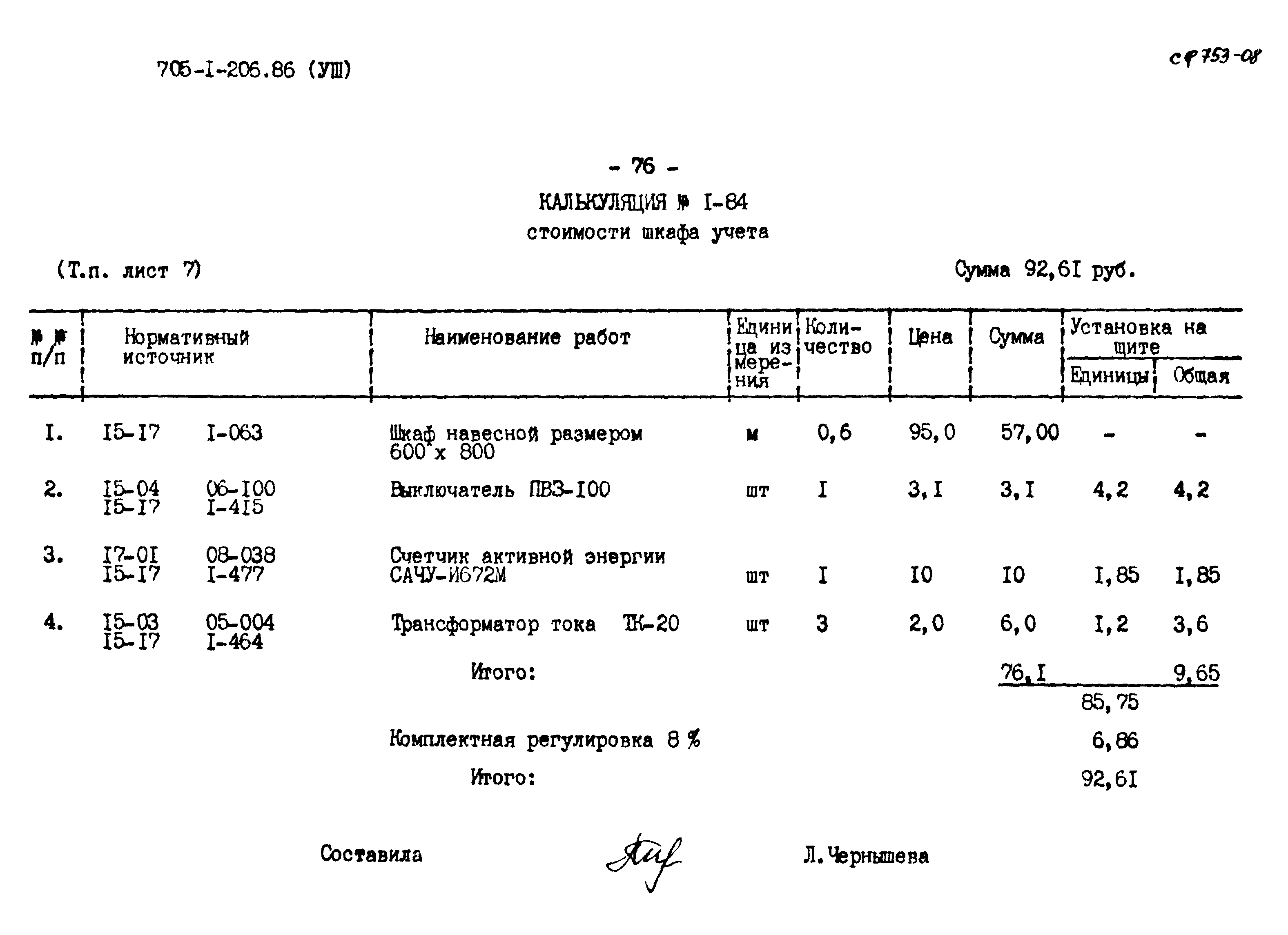 Типовой проект 705-1-206.86