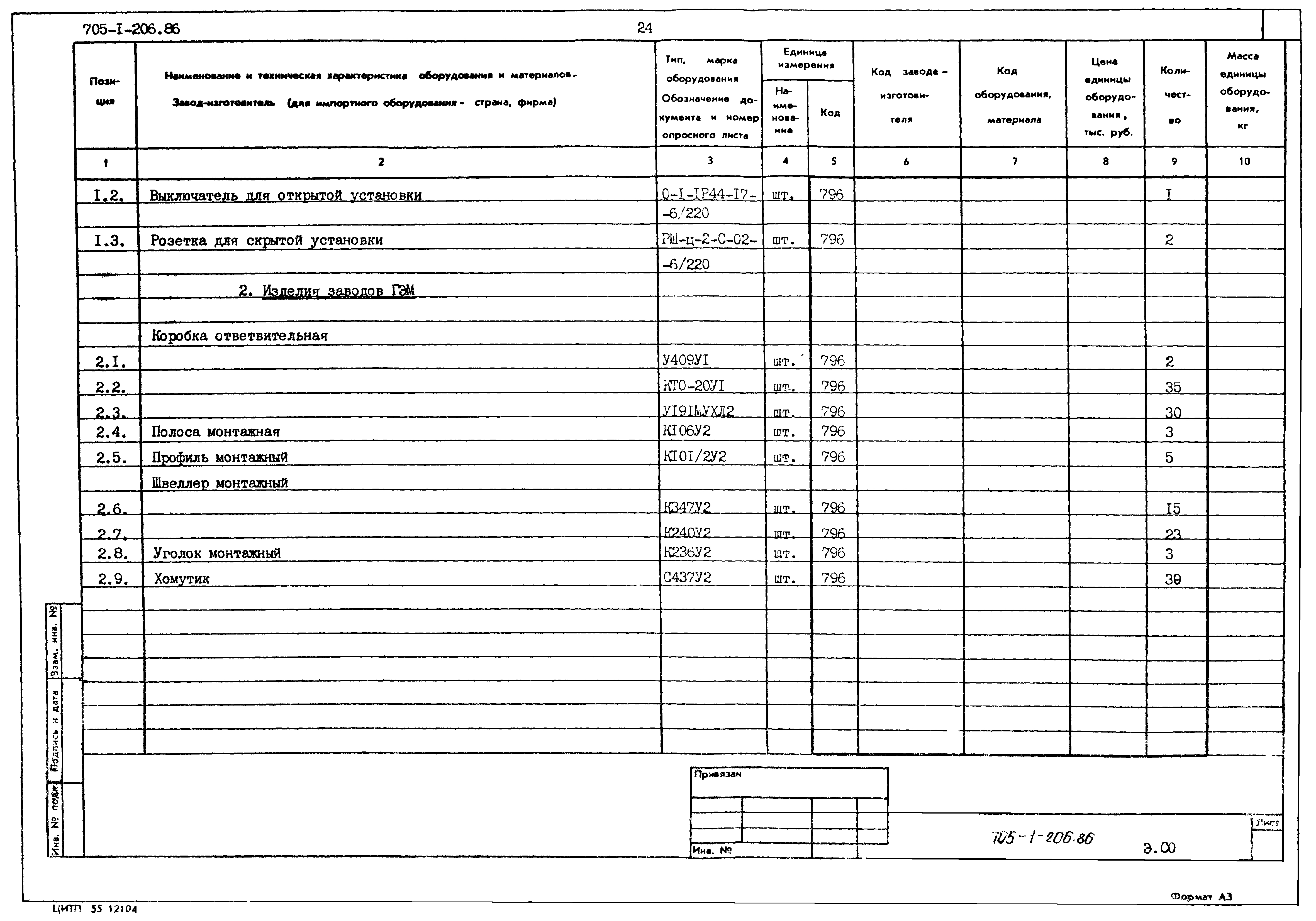 Типовой проект 705-1-206.86