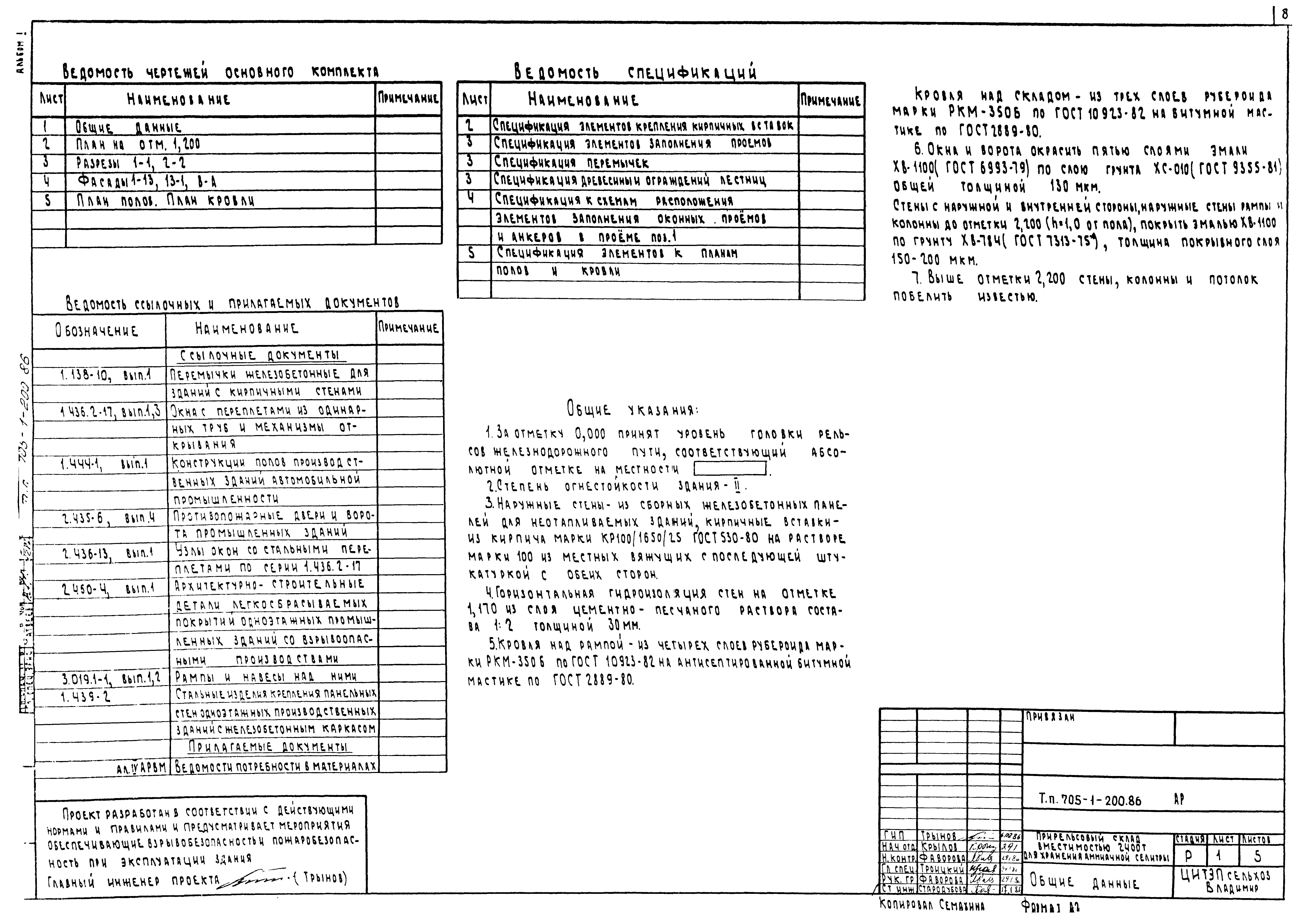 Типовой проект 705-1-200.86