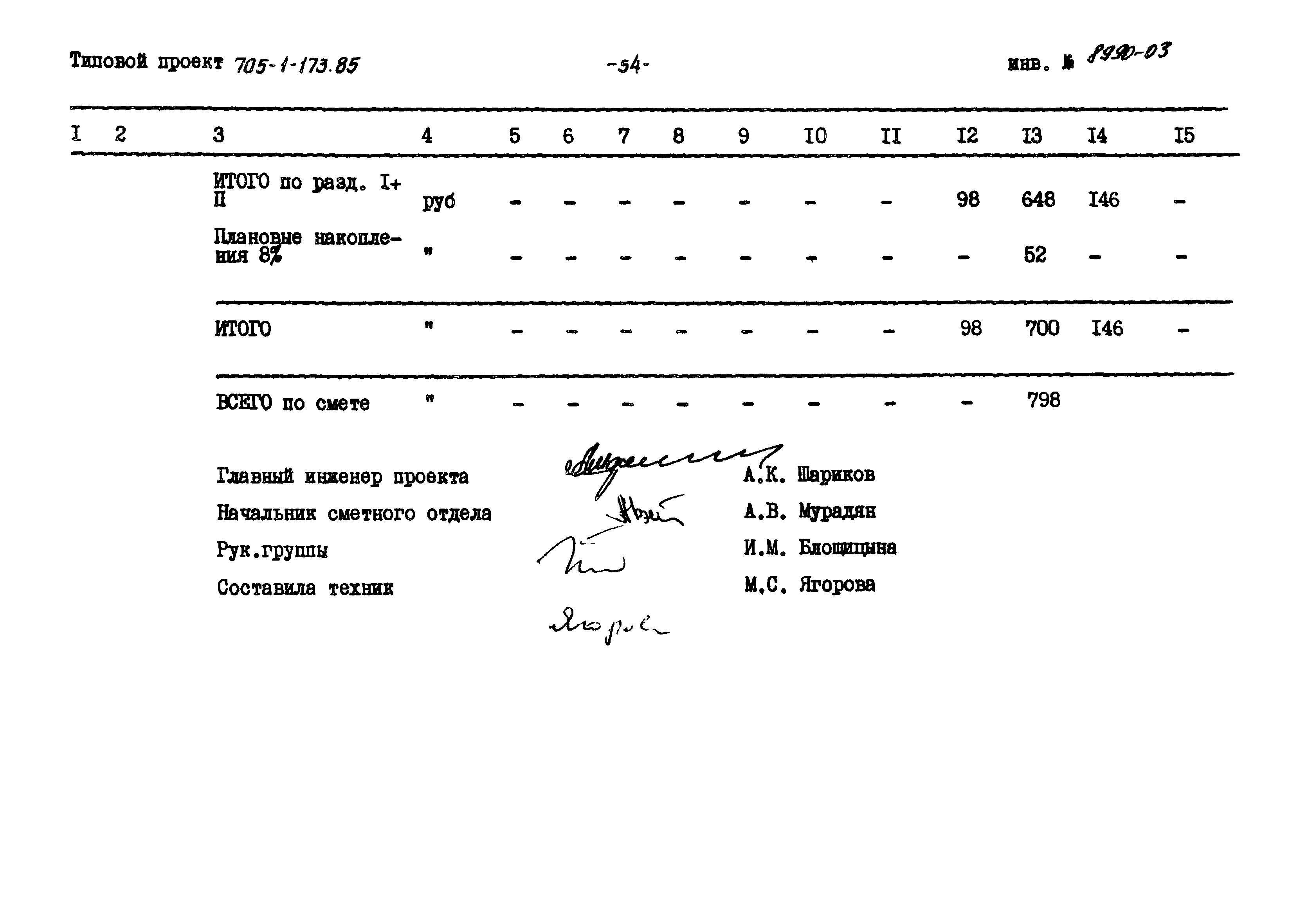 Типовой проект 705-1-173.85