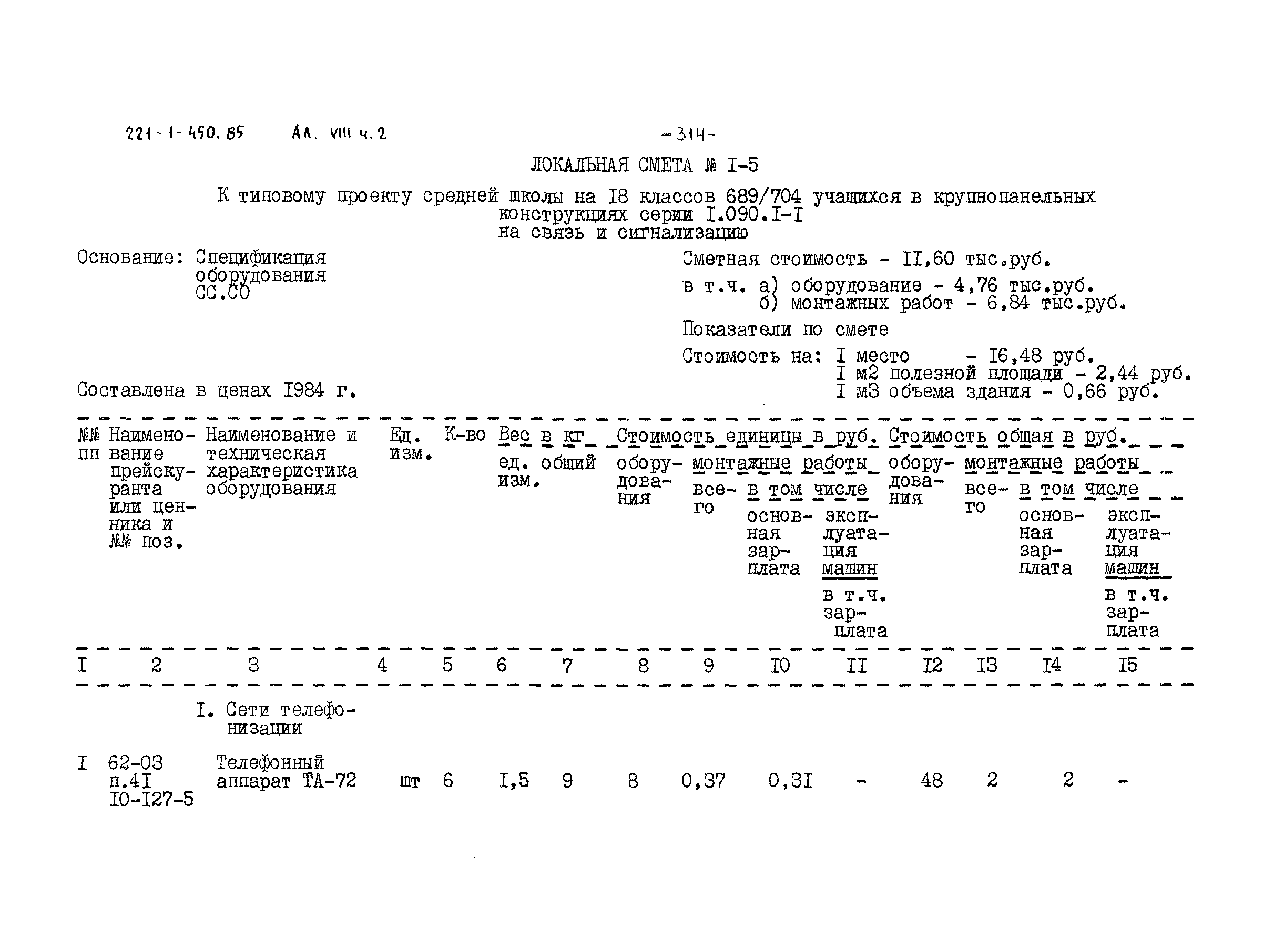 Типовой проект 221-1-450.85