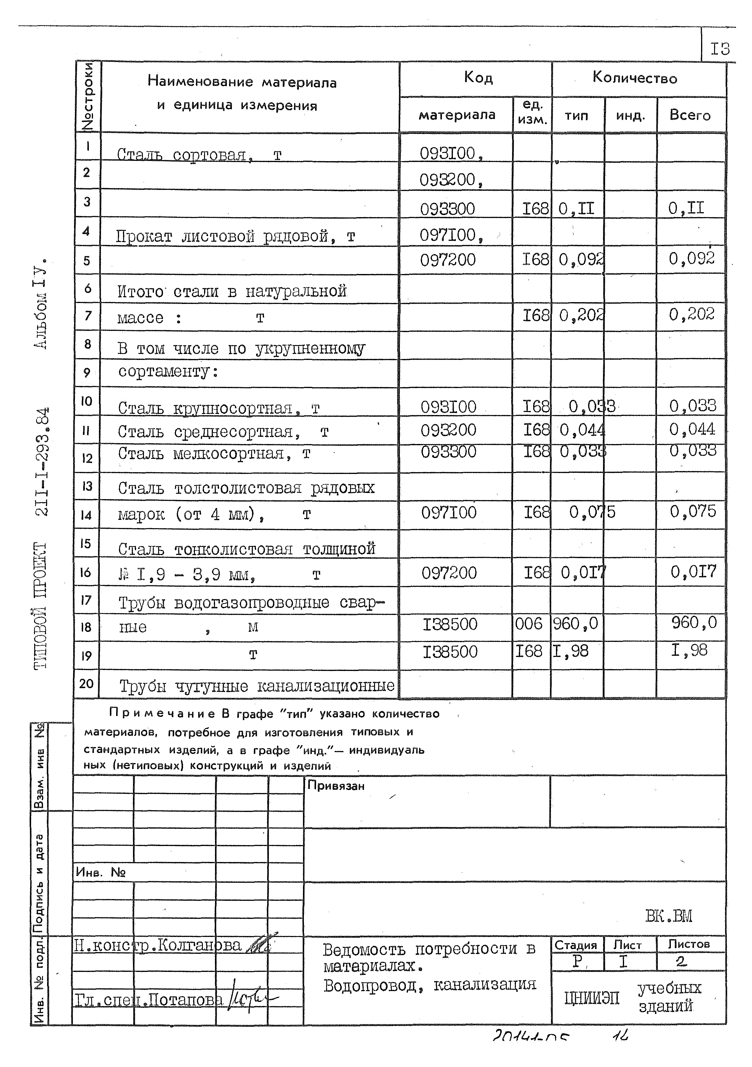 Типовой проект 211-1-293.84