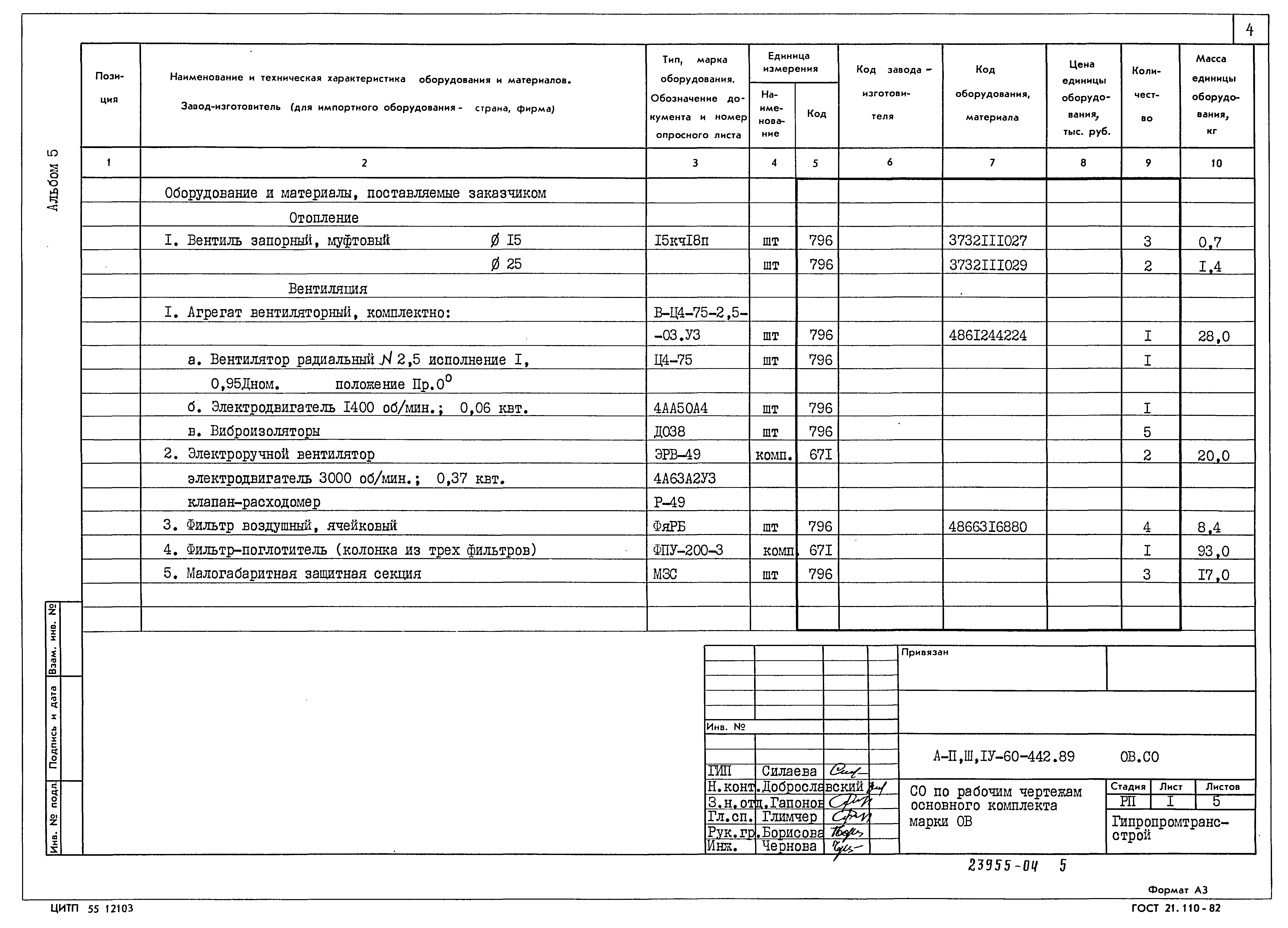 Типовой проект А-II,III,IV-60-442.89