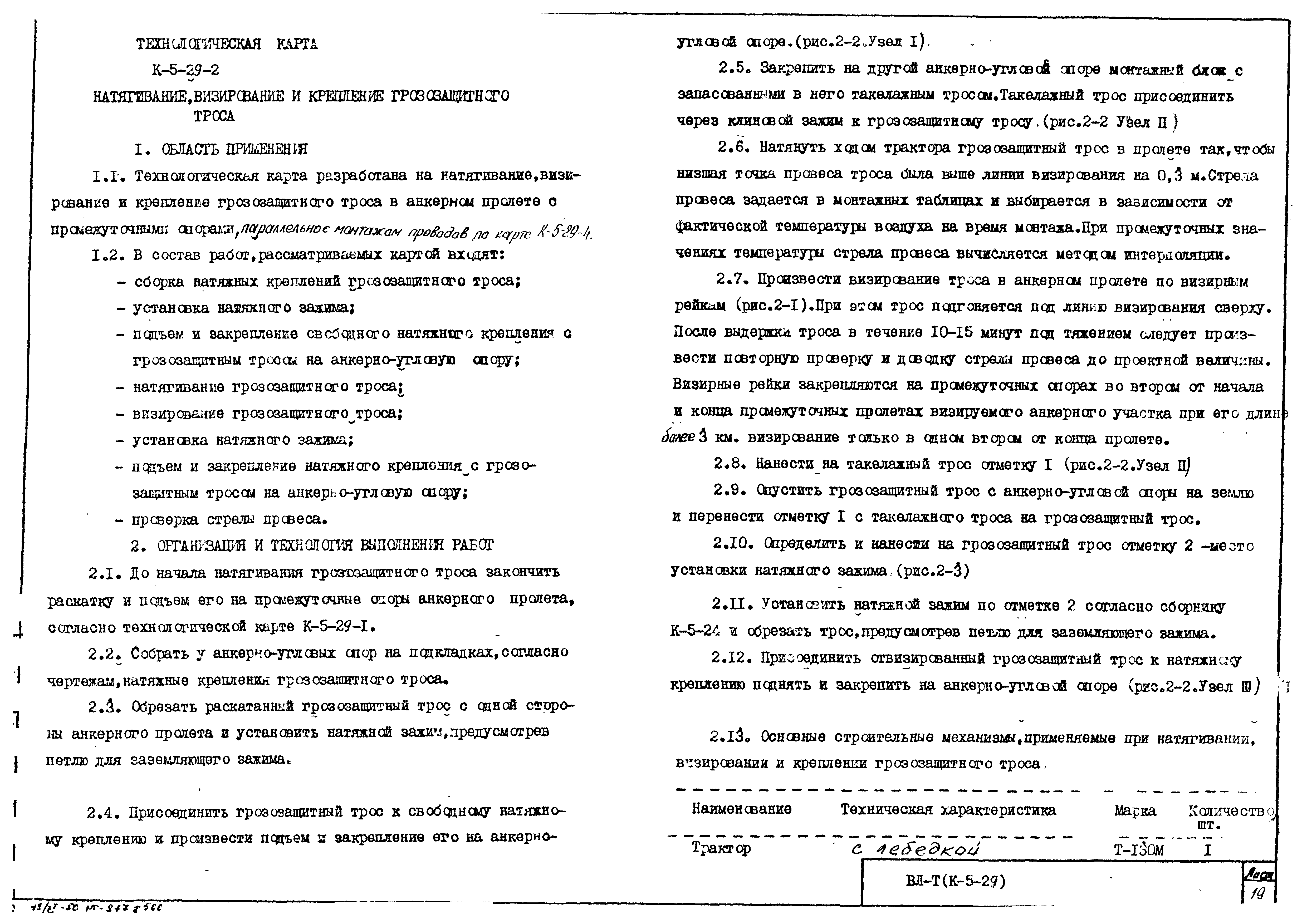 Технологическая карта К-5-29-2