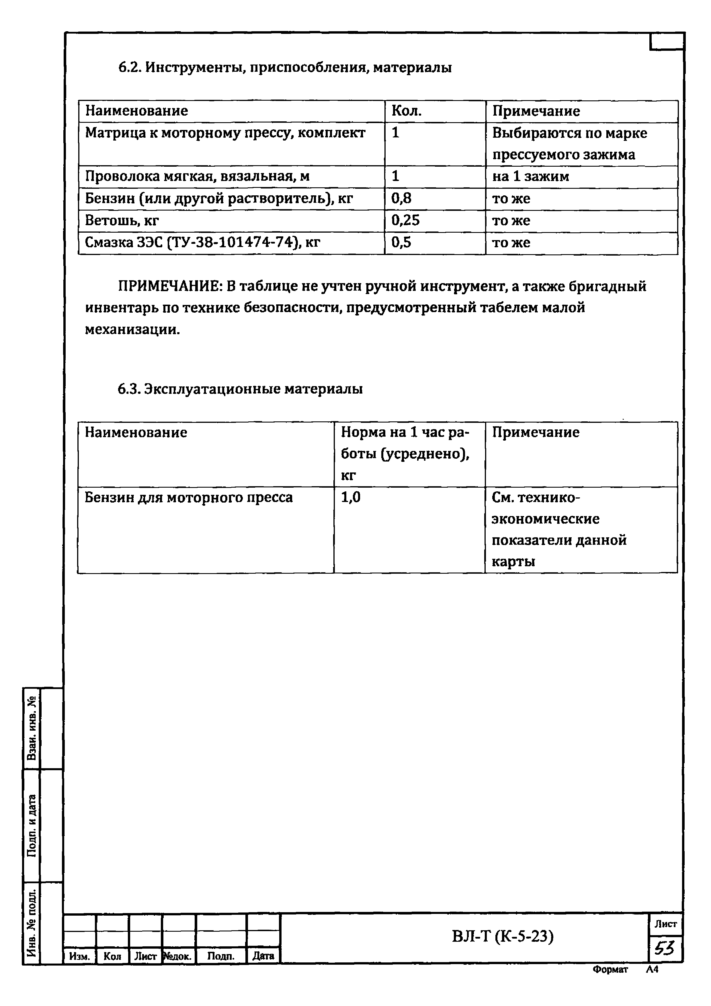 Технологическая карта К-5-23-6