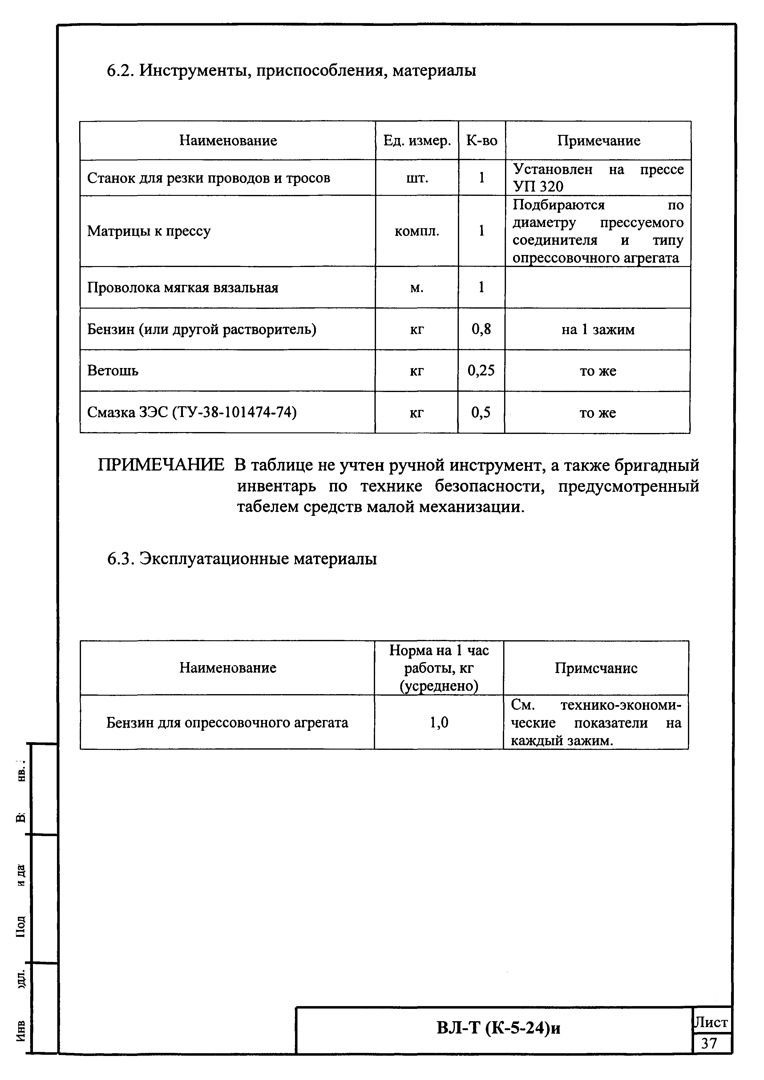 Технологическая карта К-5-24-3и