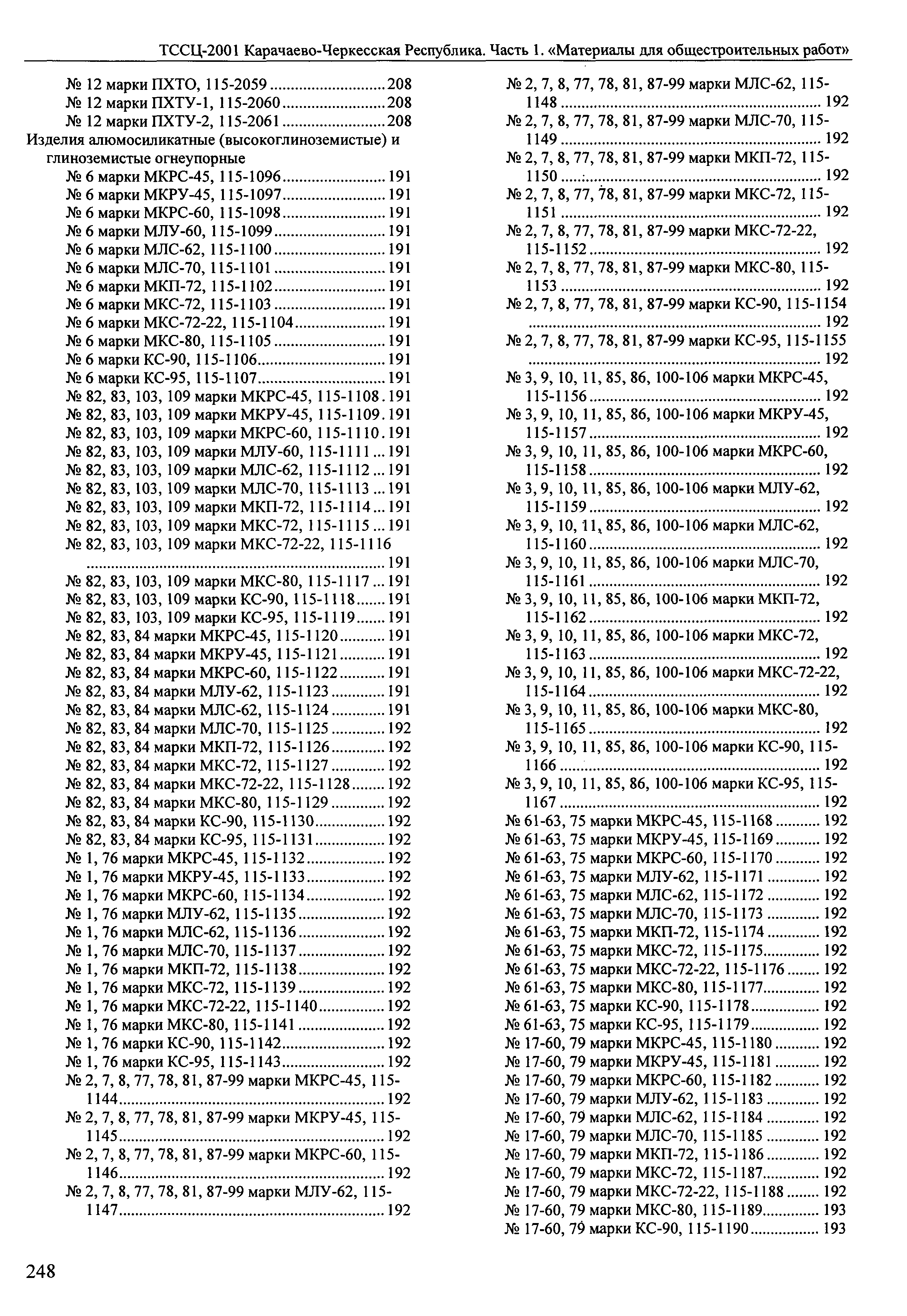 ТССЦ Карачаево-Черкесская Республика 01-2001