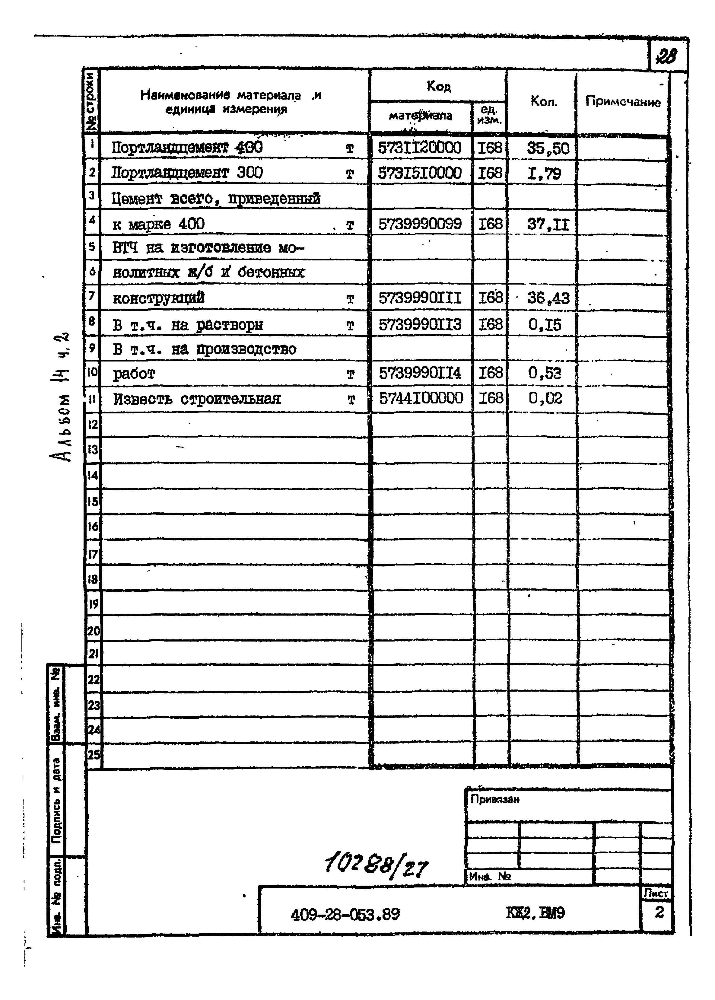 Типовые проектные решения 409-28-053.89