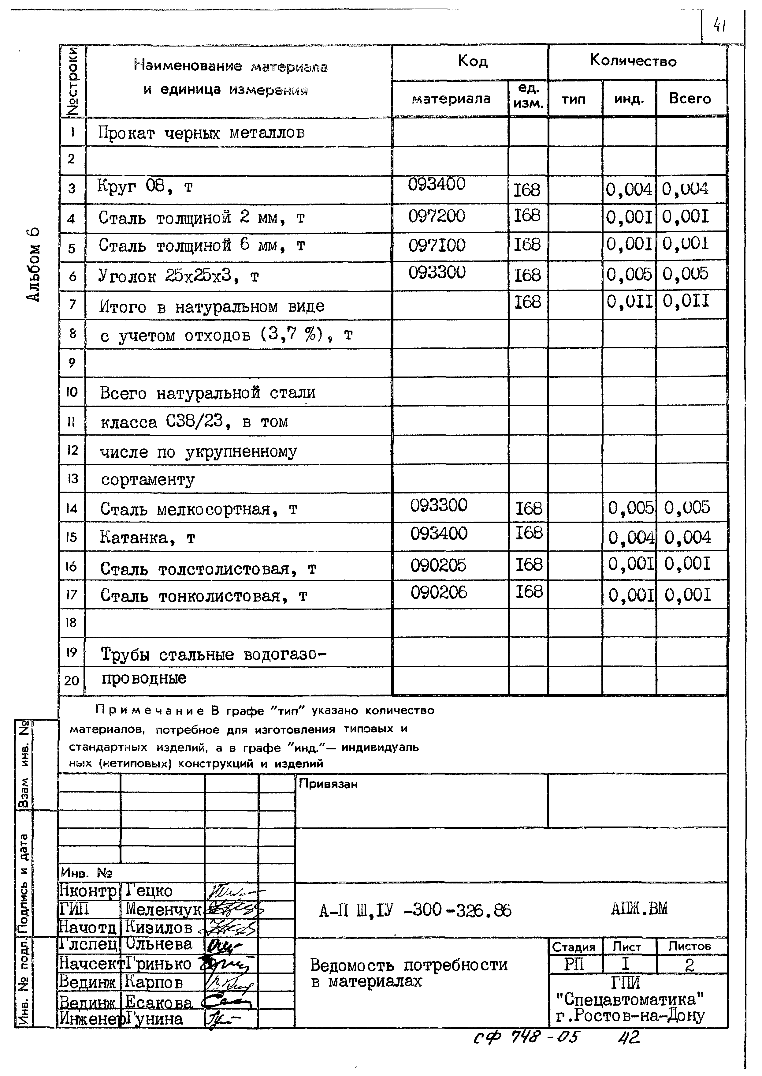 Типовой проект А-II,III,IV-300-326.86